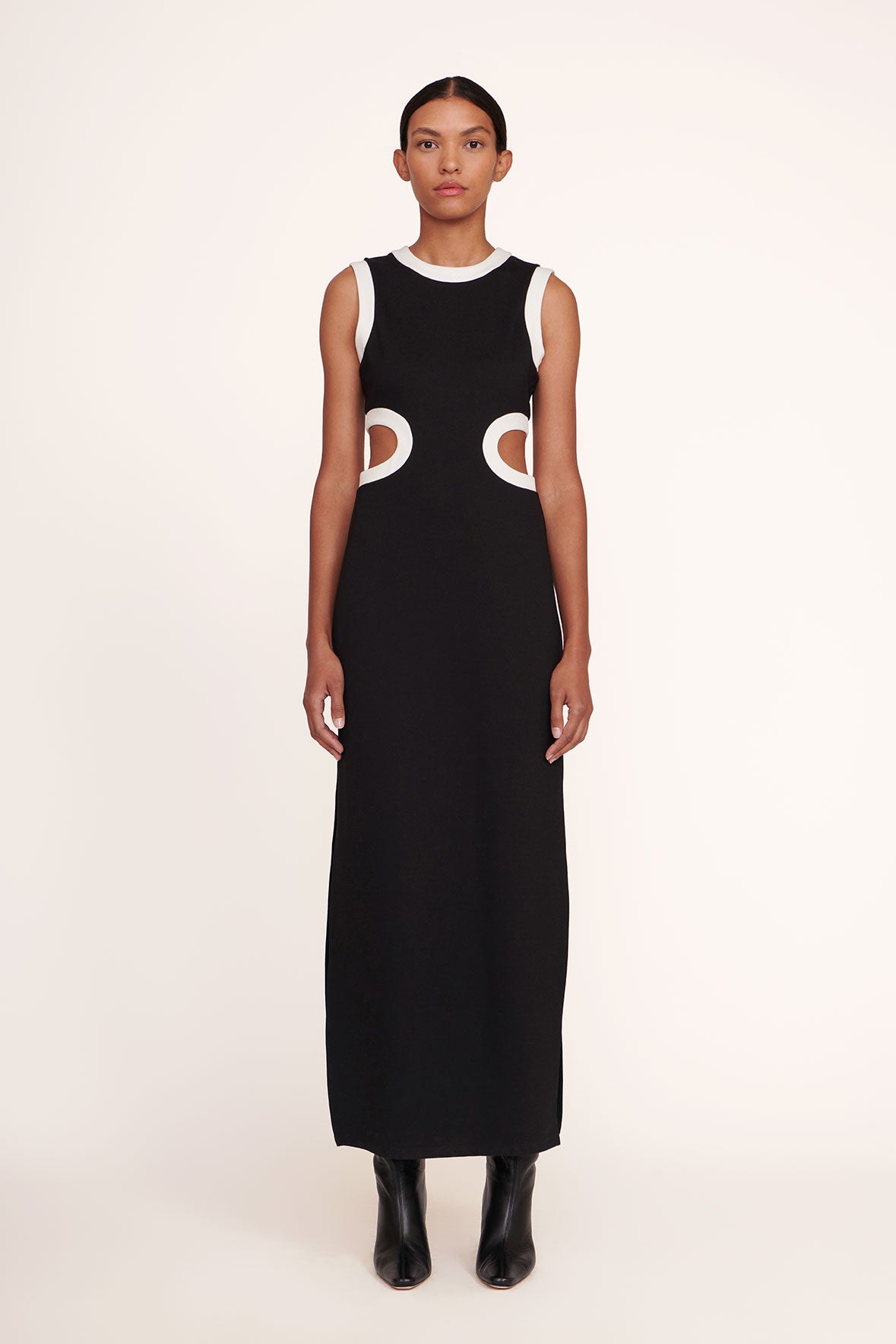 Black Dolce Dress with Cutouts & Side Slits - Sleeveless Ponte Dress