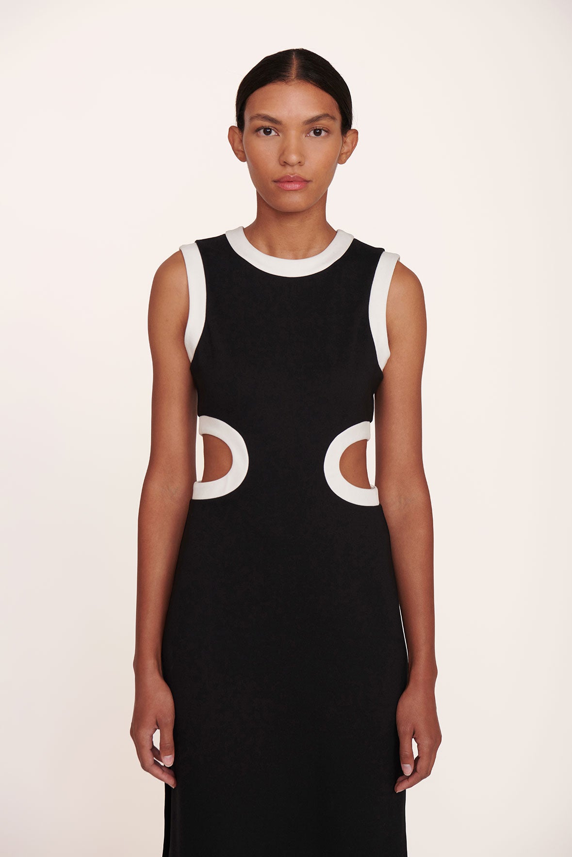 Black Dolce Dress with Cutouts & Side Slits - Sleeveless Ponte Dress