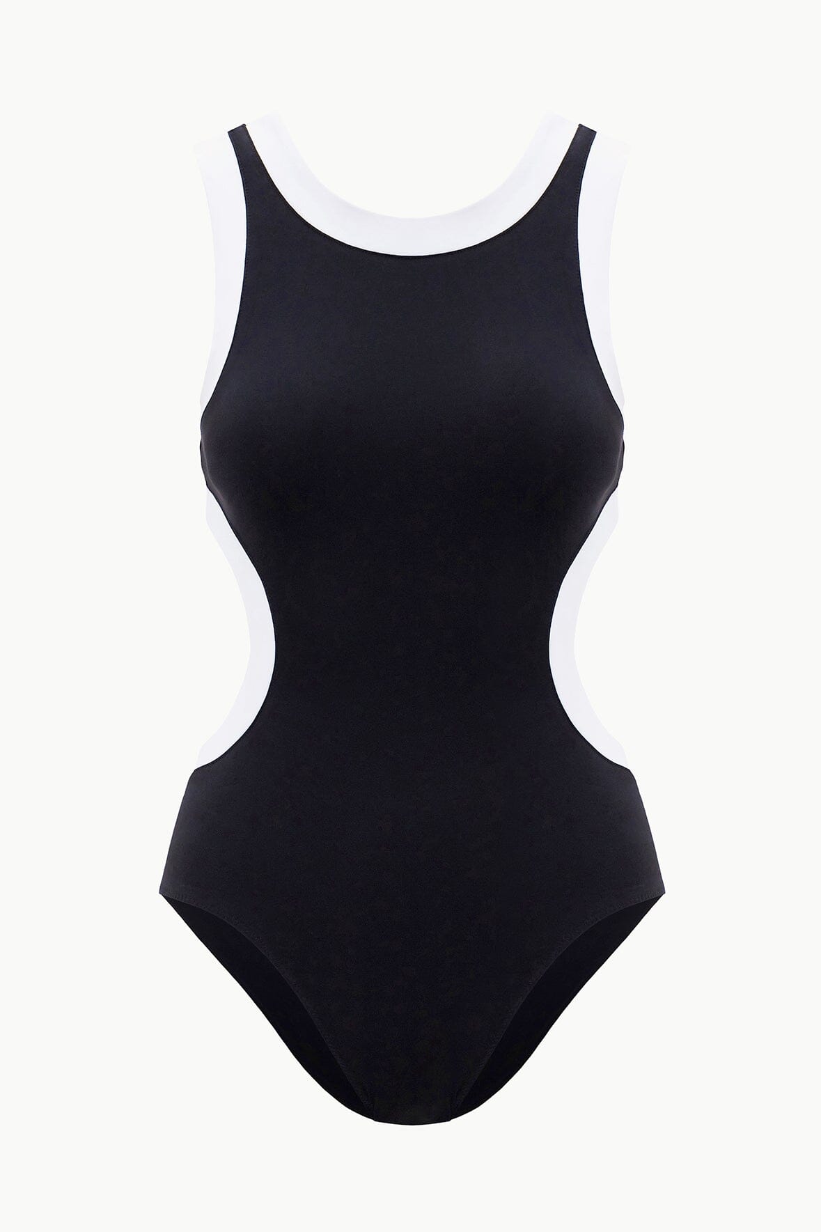 Dolce Black & White One Piece Swimsuit with Side Cutouts
