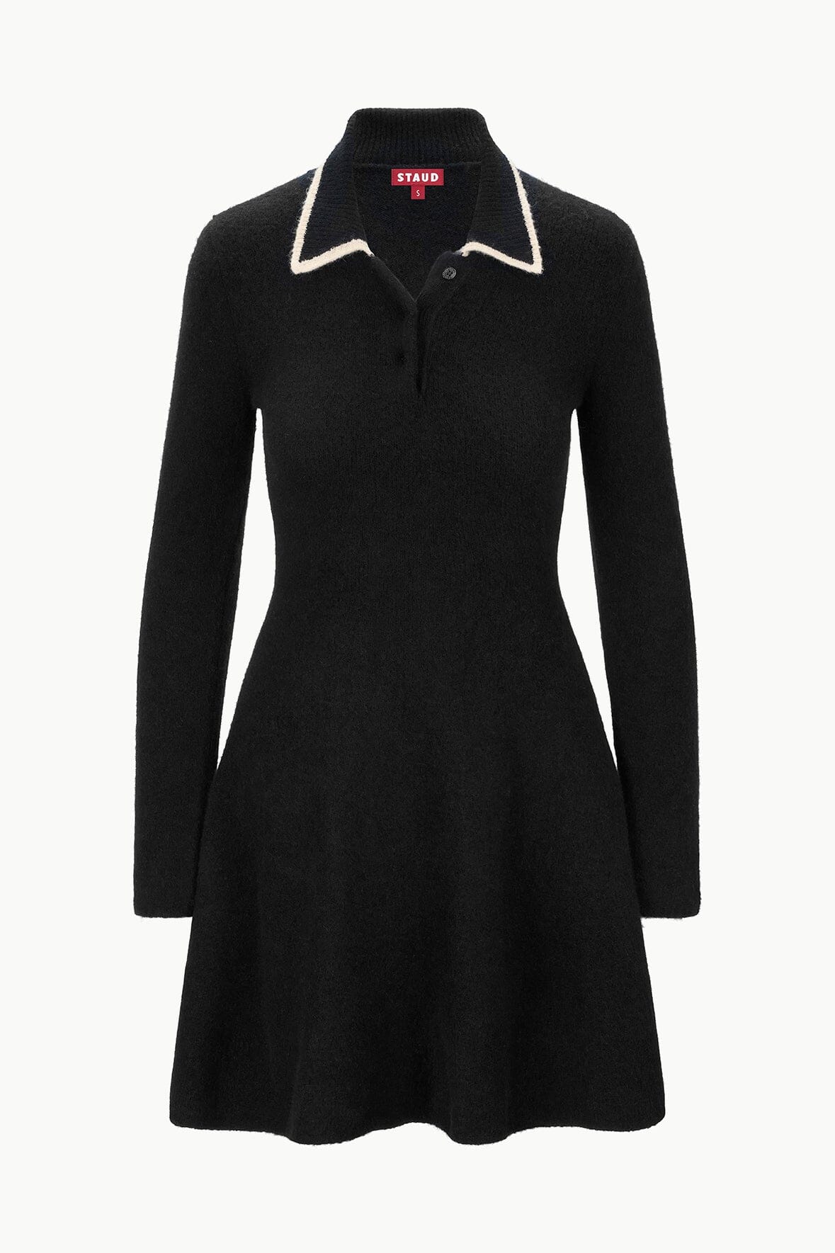 Dujour Black Ivory Knit Sweater Dress with Polo Collar