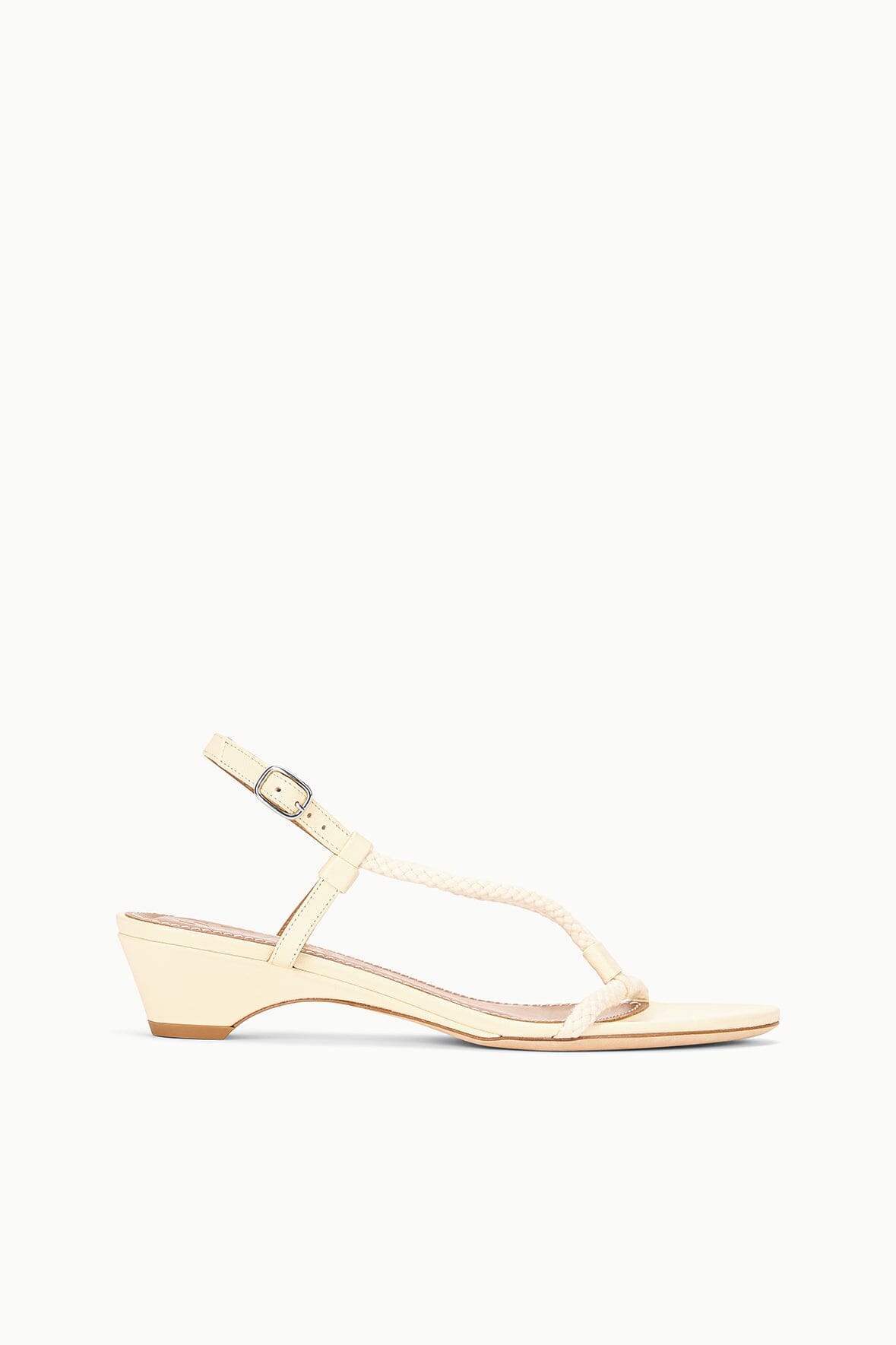 Eden Cream Leather Kitten Heel Sandal with Rope Straps
