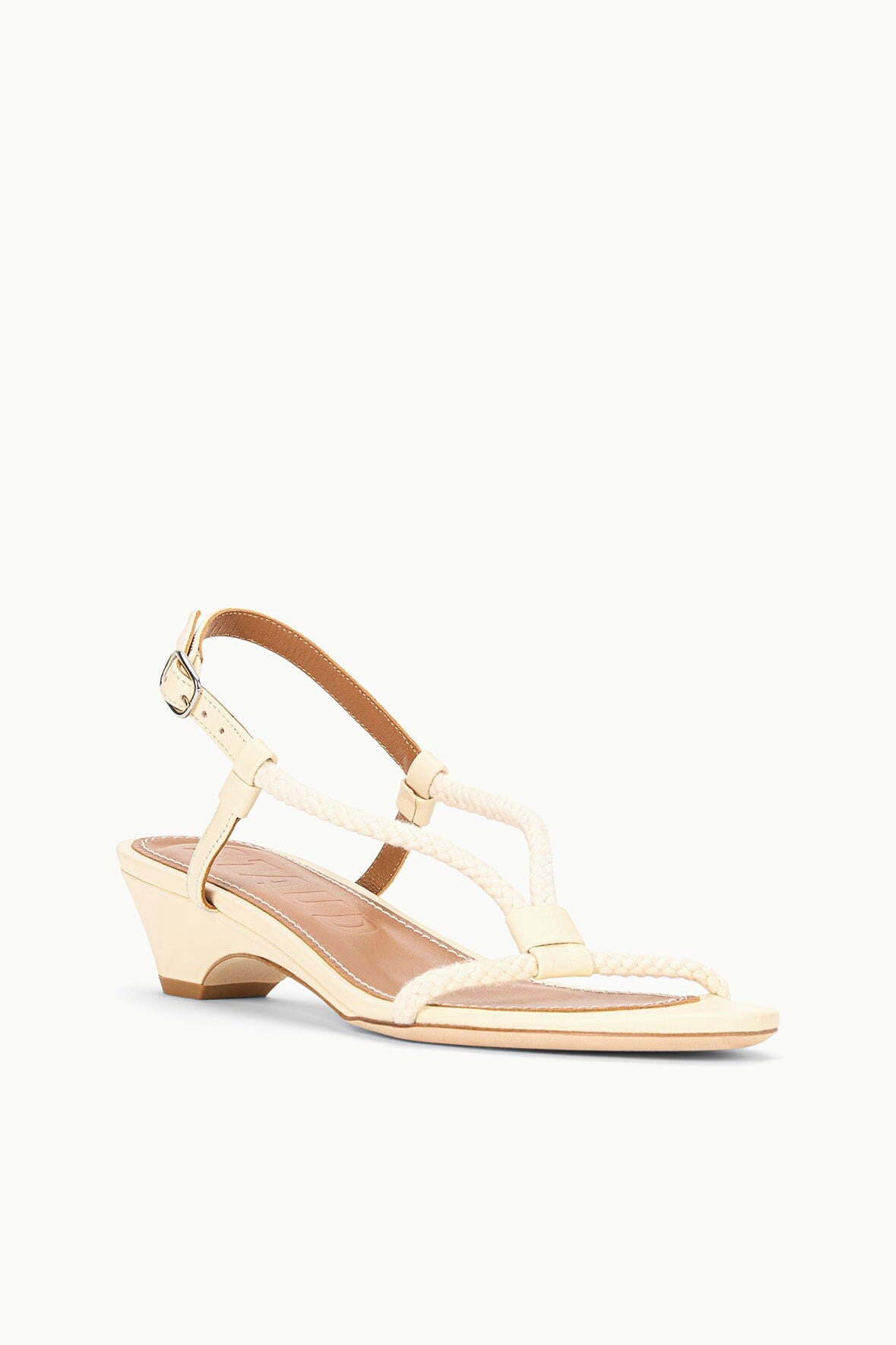 Eden Cream Leather Kitten Heel Sandal with Rope Straps