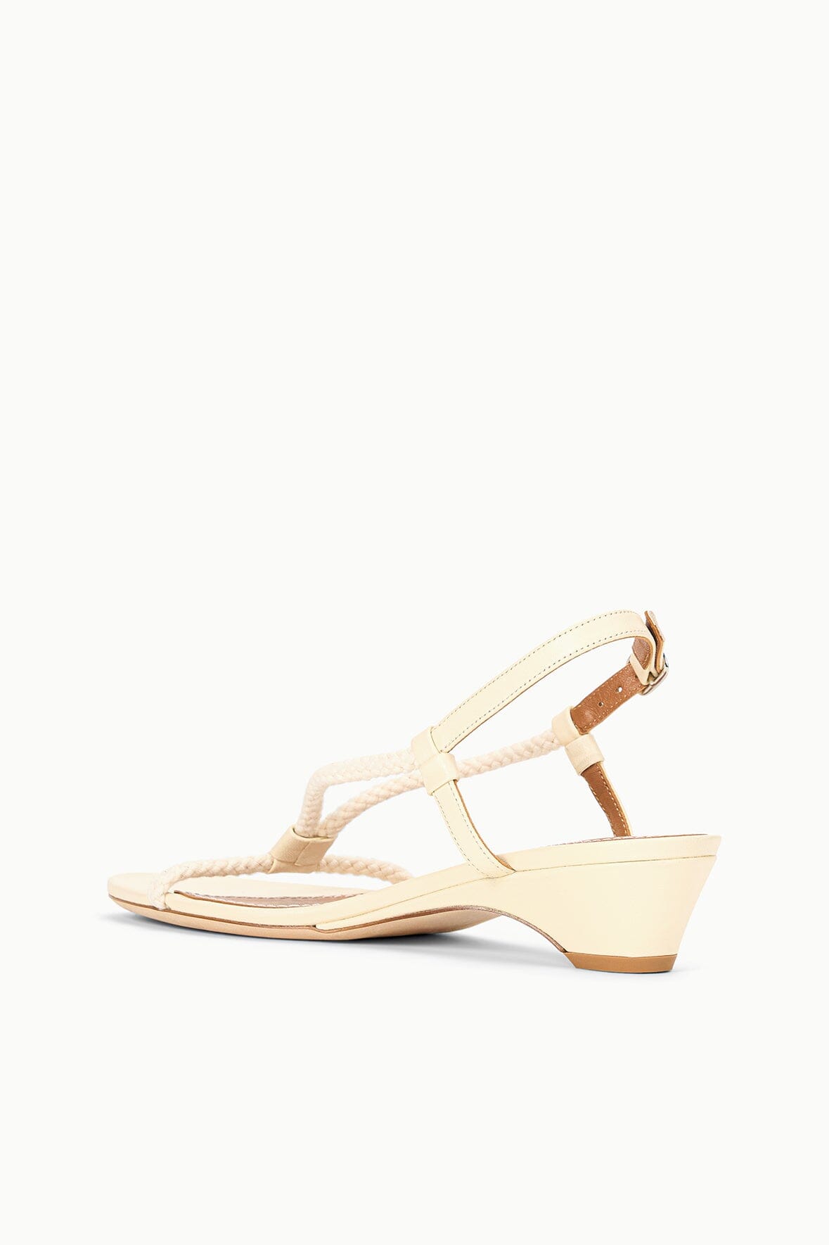 Eden Cream Leather Kitten Heel Sandal with Rope Straps