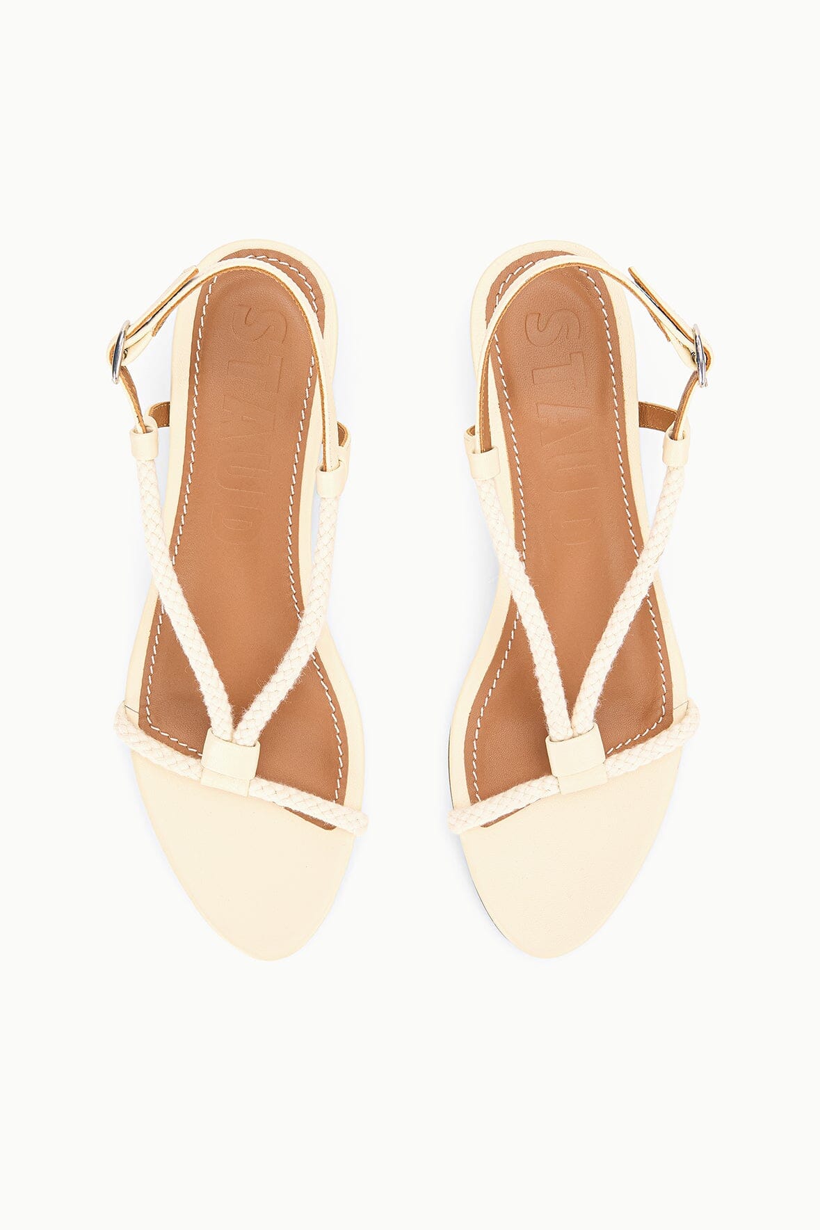 Eden Cream Leather Kitten Heel Sandal with Rope Straps