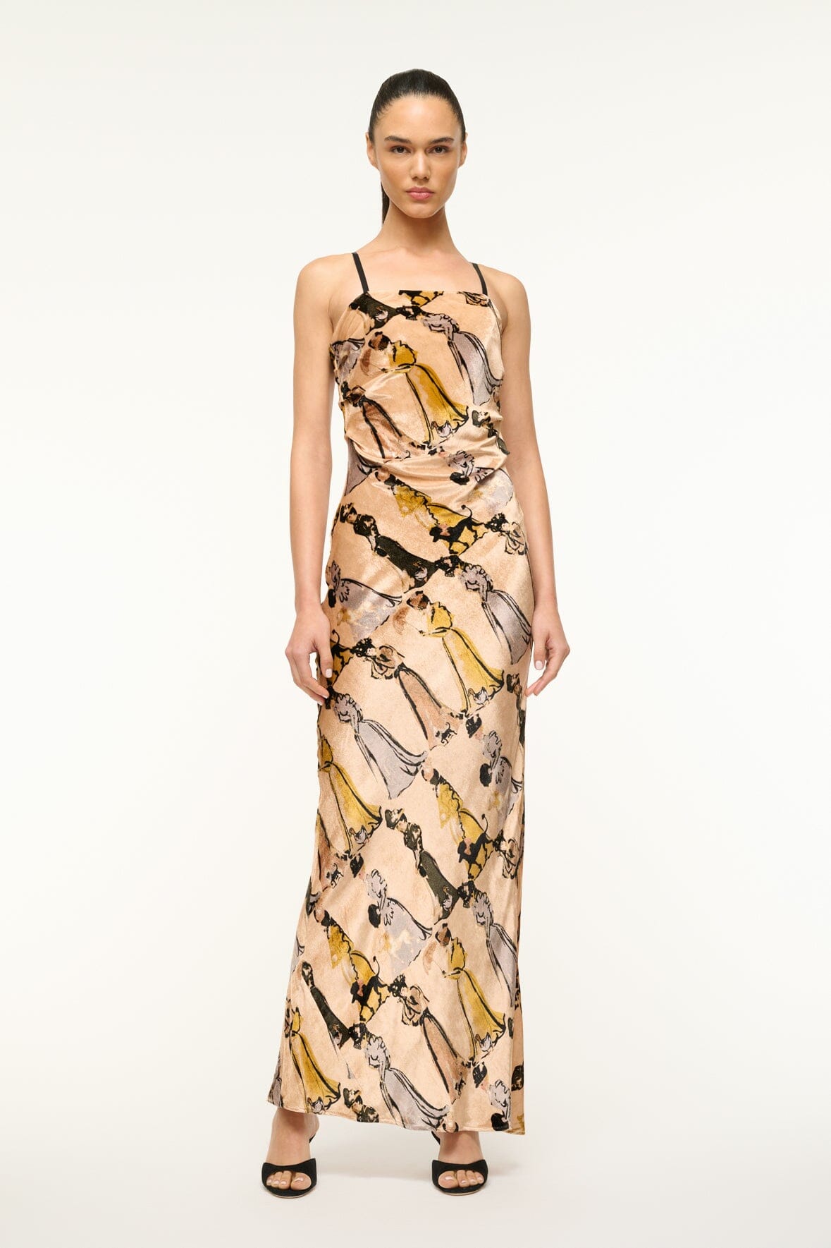 Ella Velvet Maxi Dress with Ruched Bodice & Detachable Straps