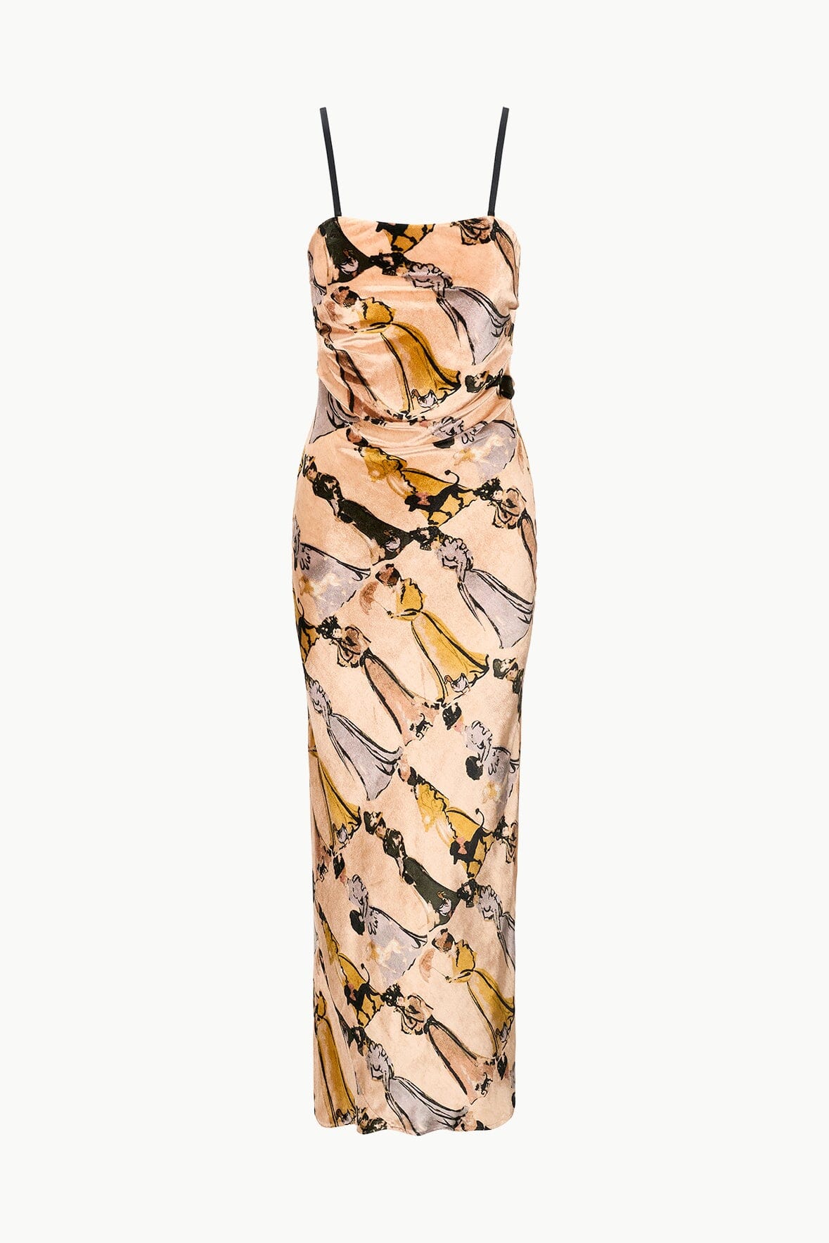 Ella Velvet Maxi Dress with Ruched Bodice & Detachable Straps
