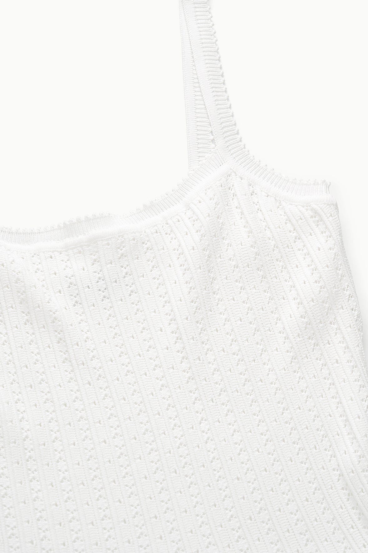 Ellen Ivory Mini Dress - Stretchy Square Neck Pointelle Knit