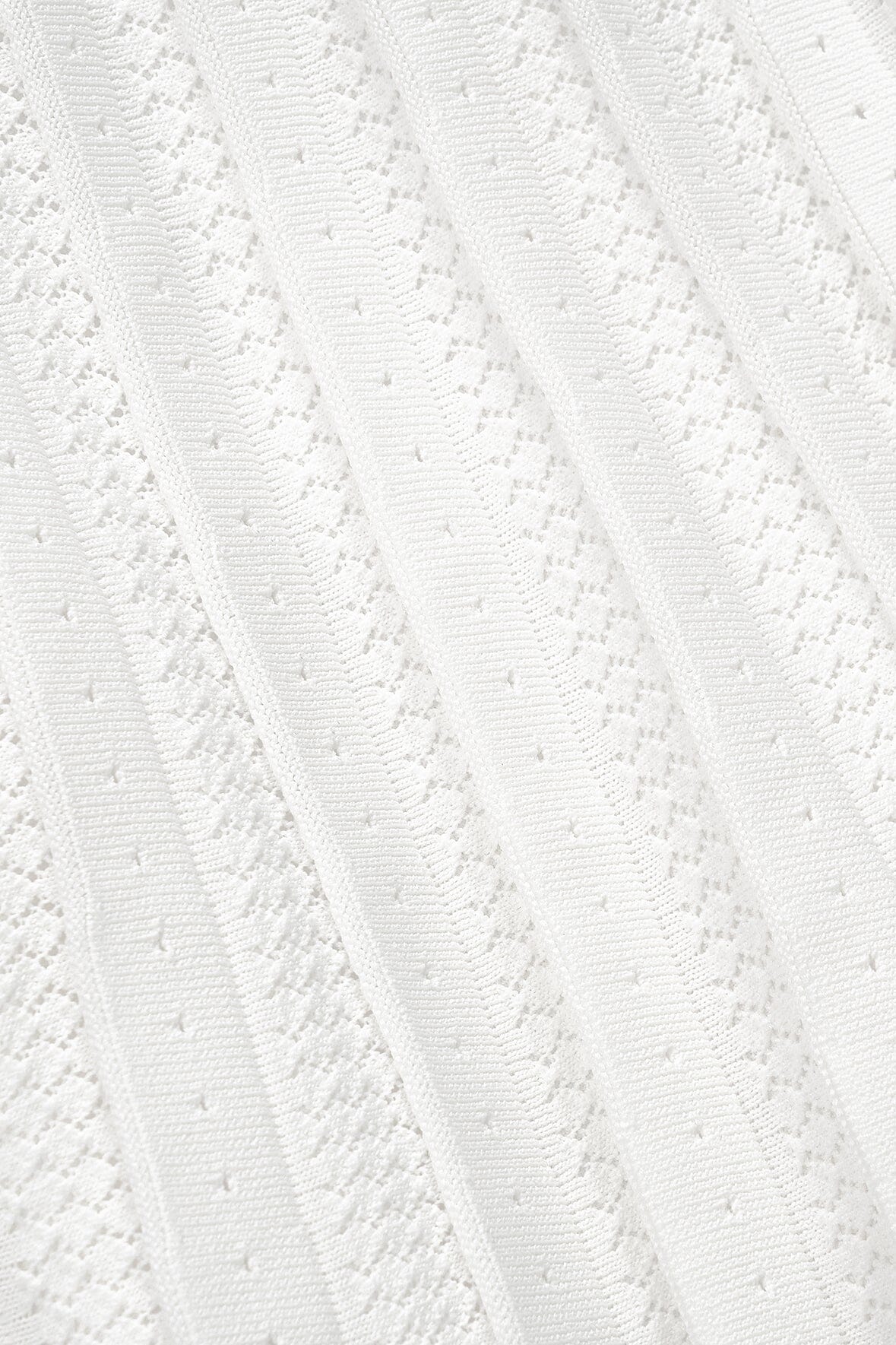 Ellen Ivory Mini Dress - Stretchy Square Neck Pointelle Knit