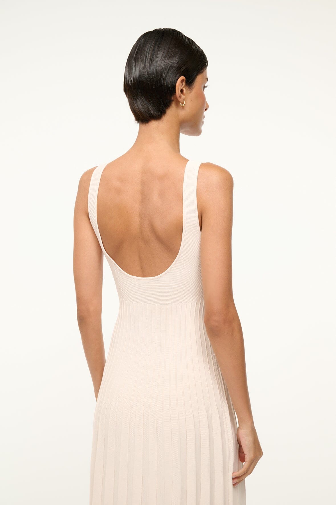 Ellison Square Neck Dress in Ecru with Ottoman Stitch Waist
