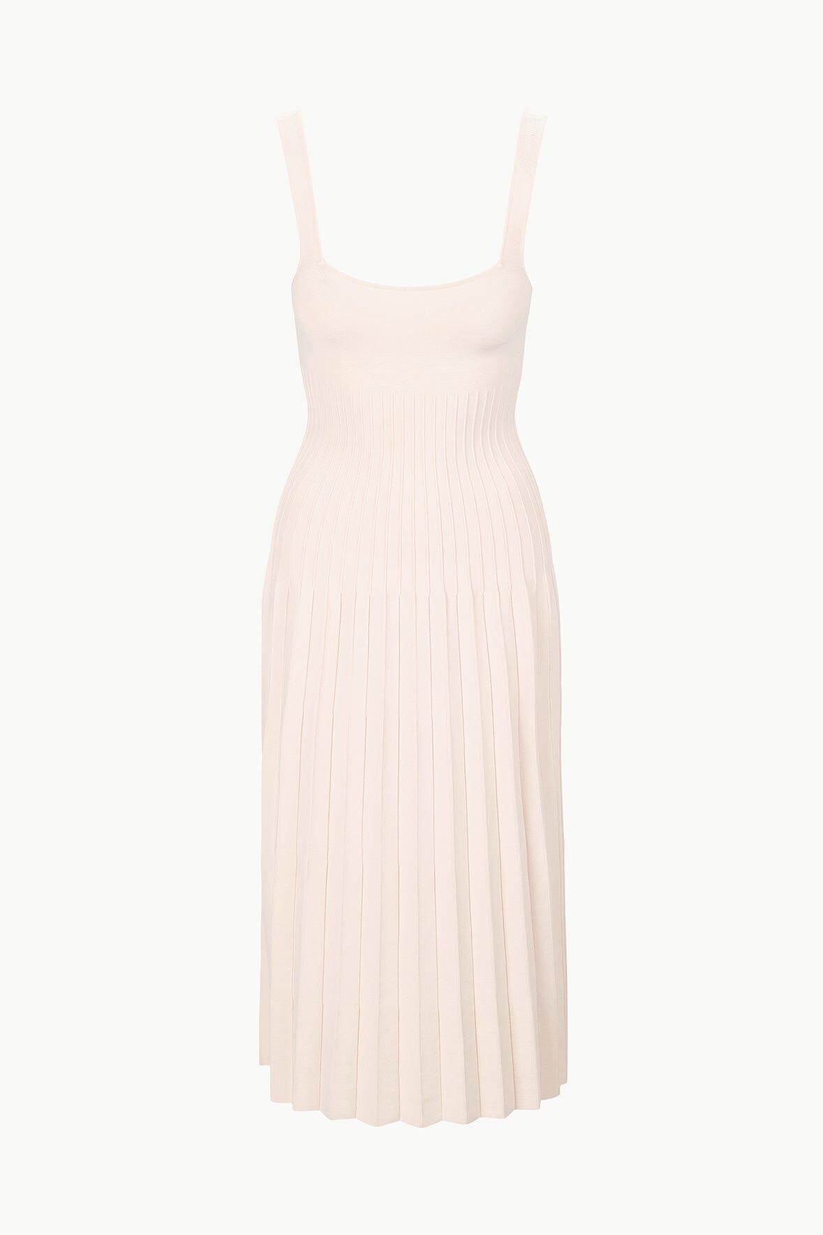 Ellison Square Neck Dress in Ecru with Ottoman Stitch Waist