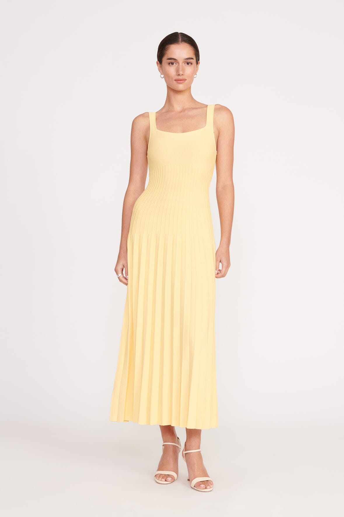 Ellison Square Neck Knit Dress in Lemon Drop - Bra-Friendly Straps