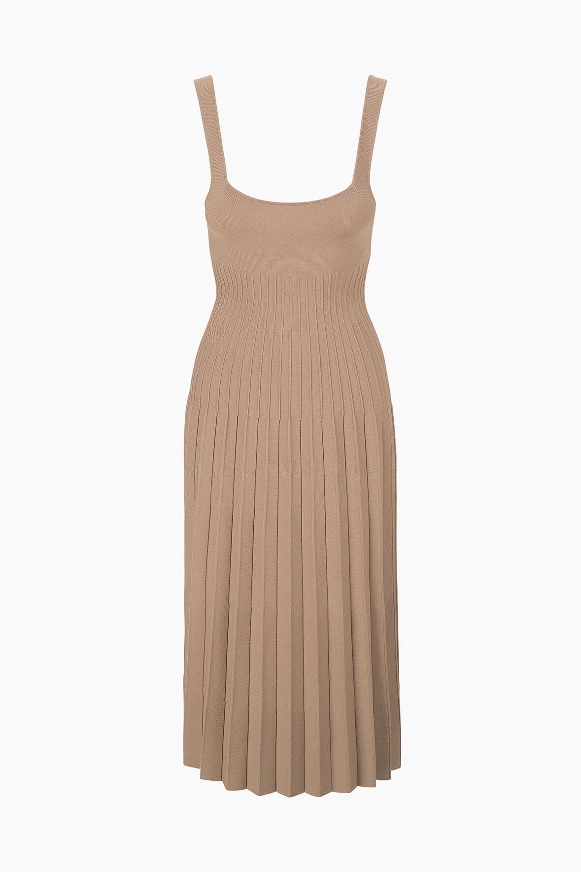 Ellison Square Neck Taupe Dress with Ottoman Stitch Detail