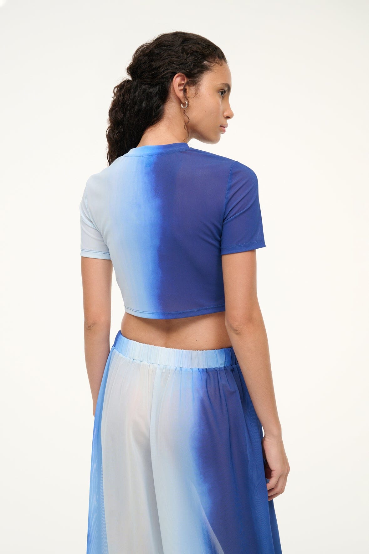 Fernanda Cropped Mesh Swim Coverup Top with Short Sleeves