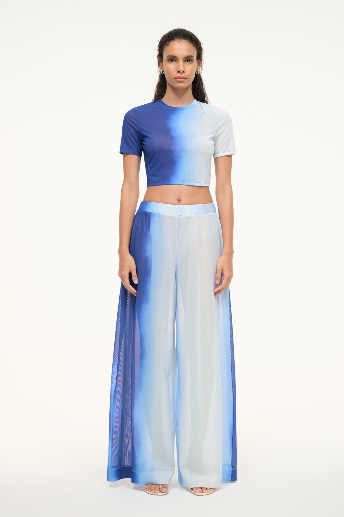 Fernanda Cropped Mesh Swim Coverup Top with Short Sleeves