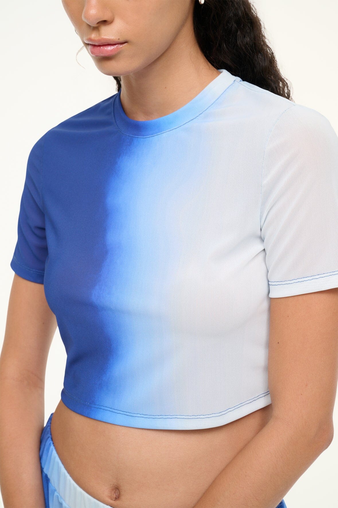 Fernanda Cropped Mesh Swim Coverup Top with Short Sleeves