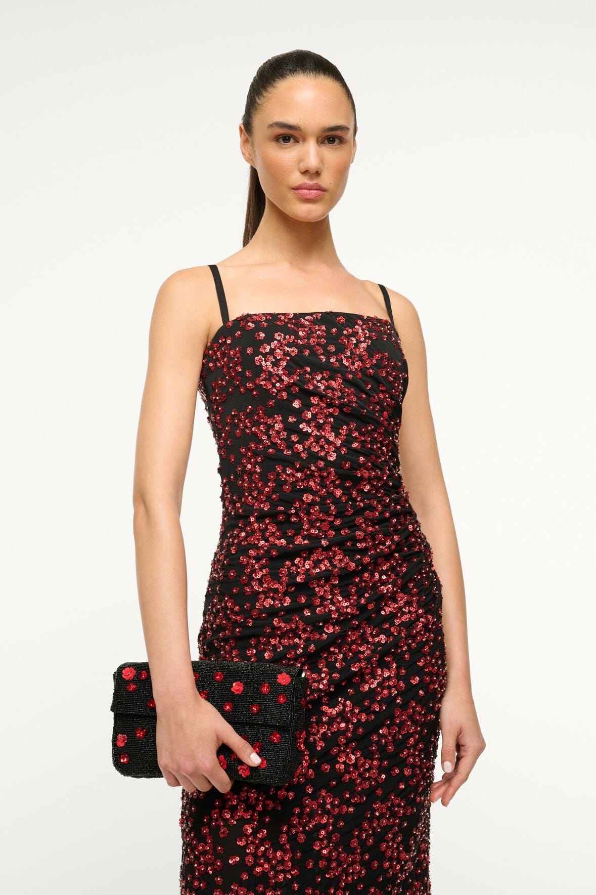 Florentina Embellished Chiffon Midi Dress with Corset