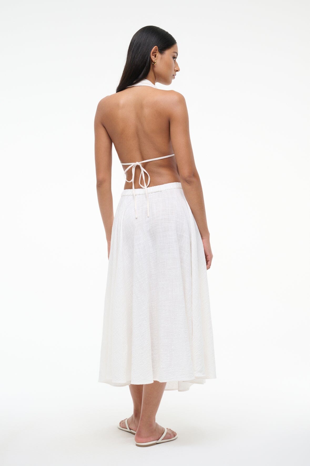 Buttercream Flores Halter Neck Swim Coverup Top - Flowy Cotton Gauze
