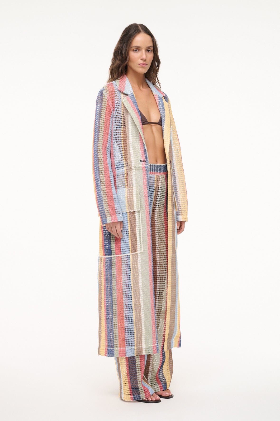 Freddie Market Stripe Trench Coat - Summer Unlined with Waist Belt