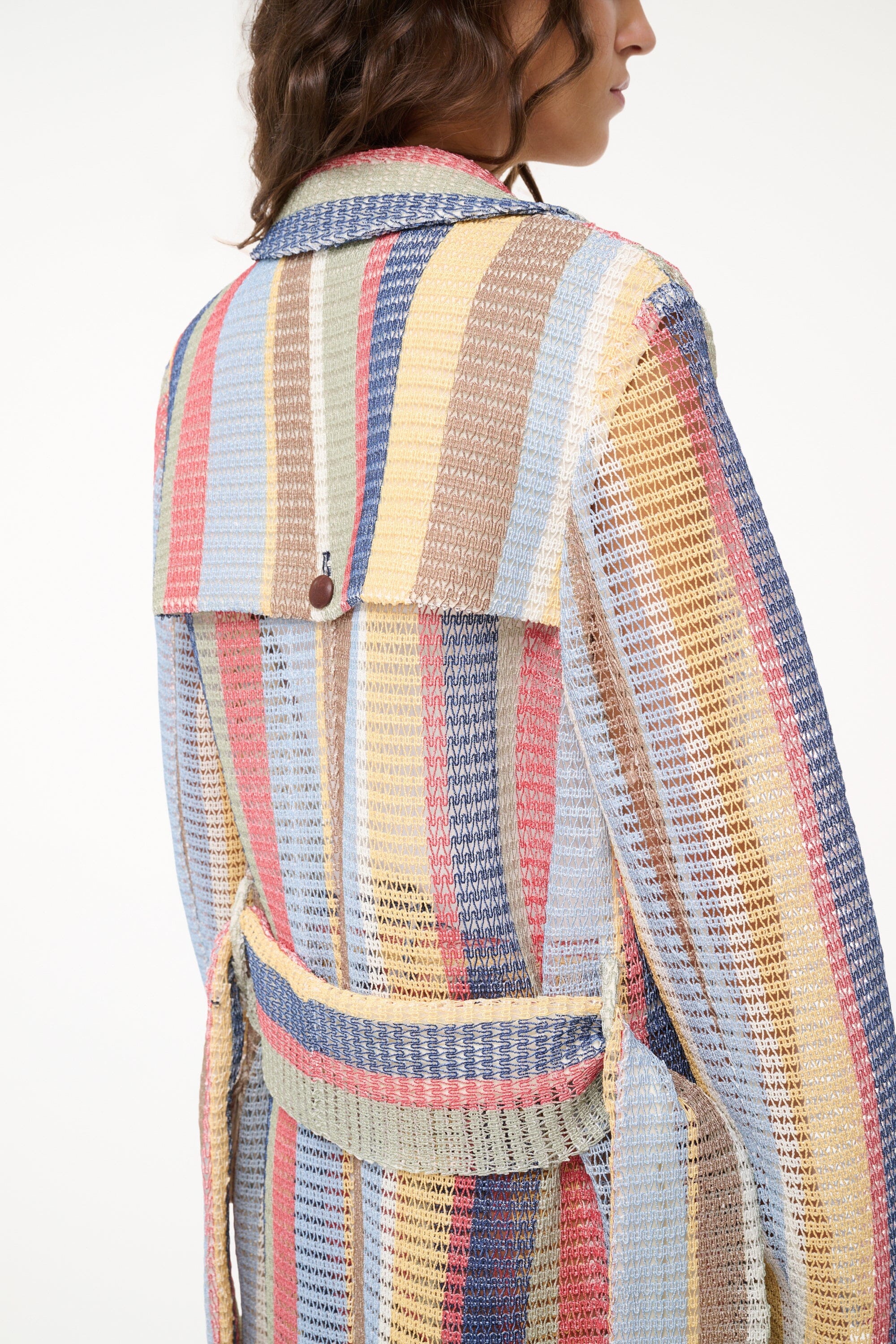 Freddie Market Stripe Trench Coat - Summer Unlined with Waist Belt