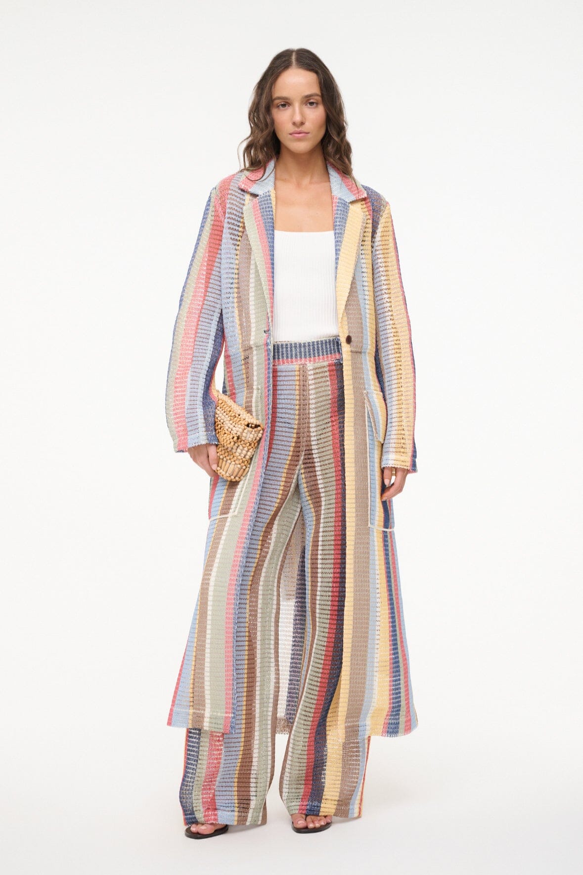 Freddie Market Stripe Trench Coat - Summer Unlined with Waist Belt