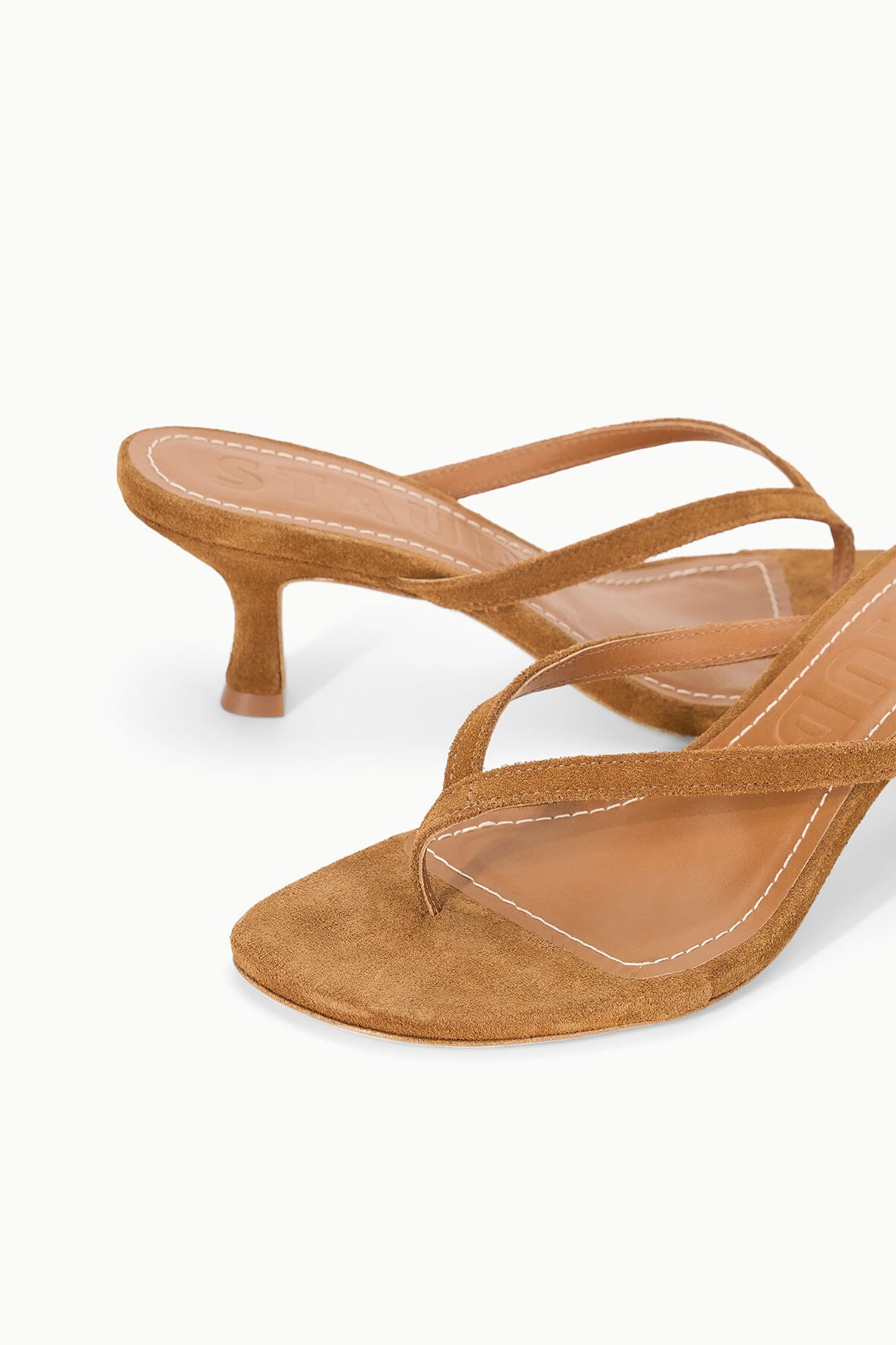 Freja Suede Thong Kitten Heel Sandals - Tan