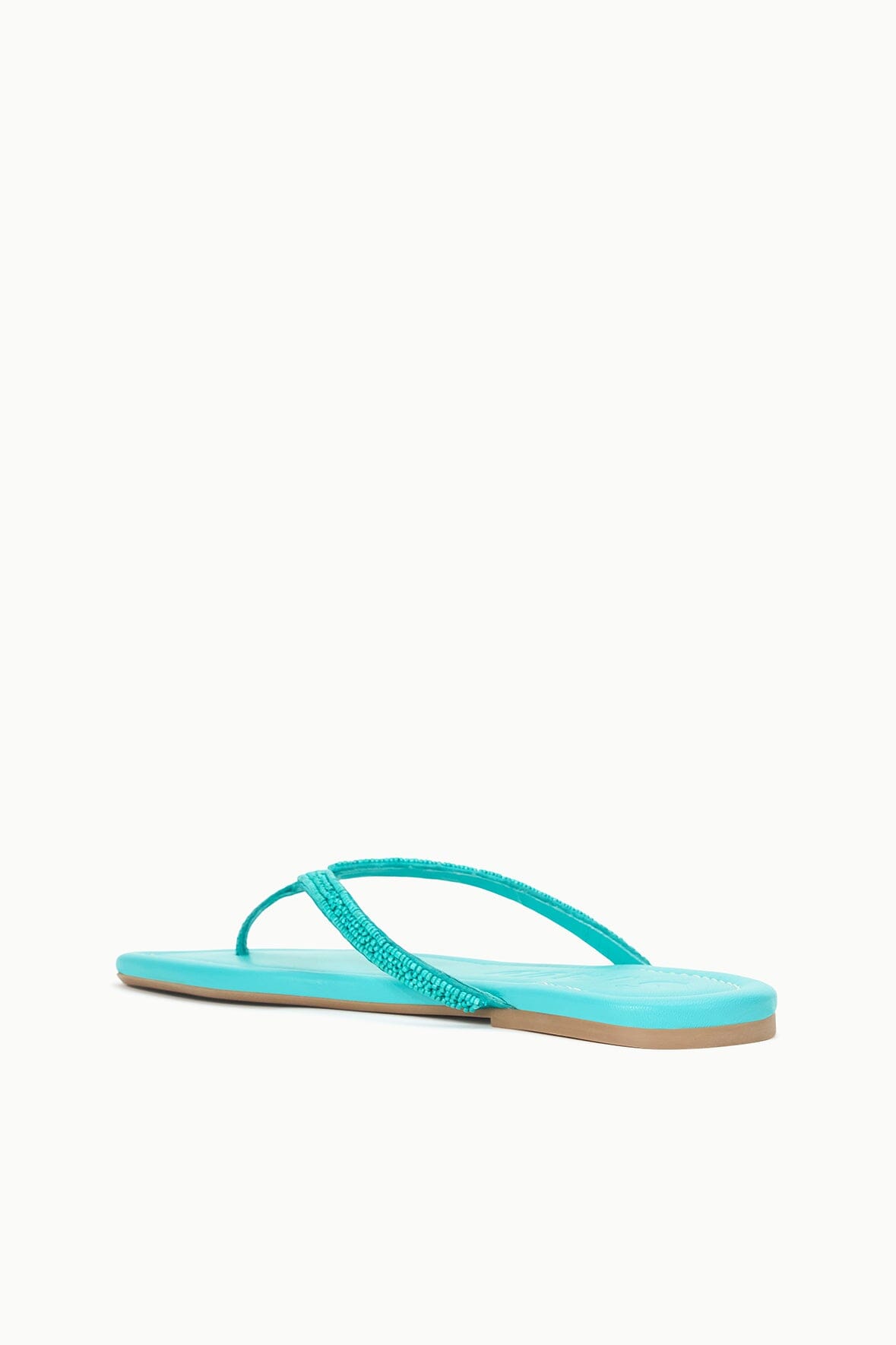 Freja Teal Nappa Leather Beaded Thong Sandals