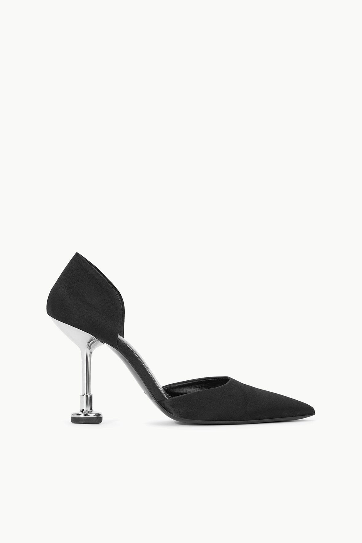 Black Satin Gardening Pumps with Metal Heel & Stopper