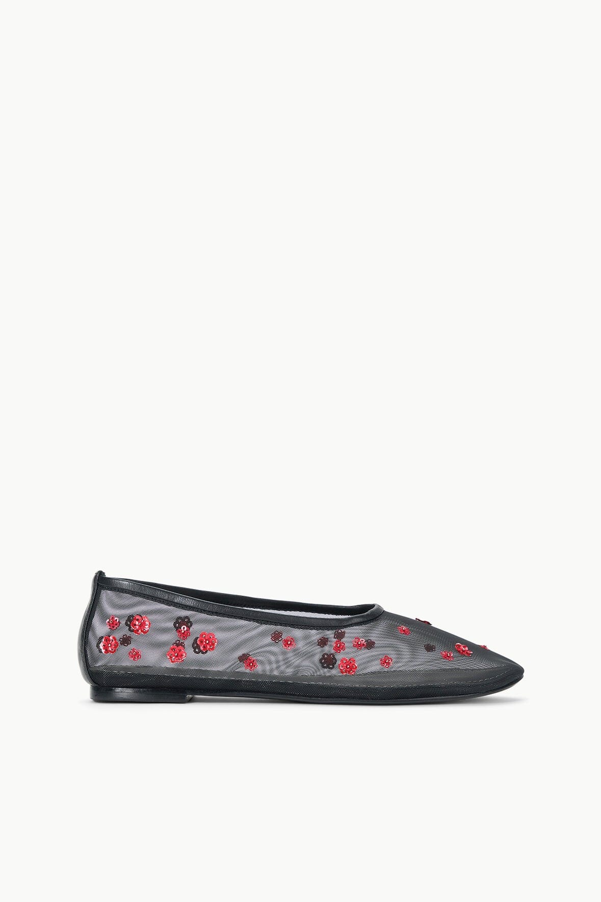 Alba Sequin Floral Ballet Flats | Poppy Holiday Shoes