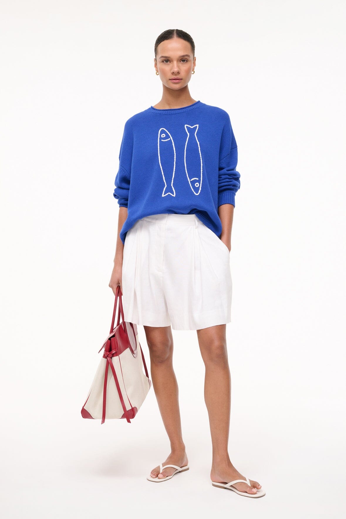 Giada Cotton Blend Sardine Embroidered Summer Sweater