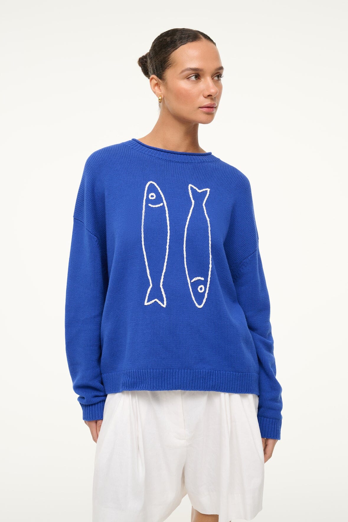 Giada Cotton Blend Sardine Embroidered Summer Sweater