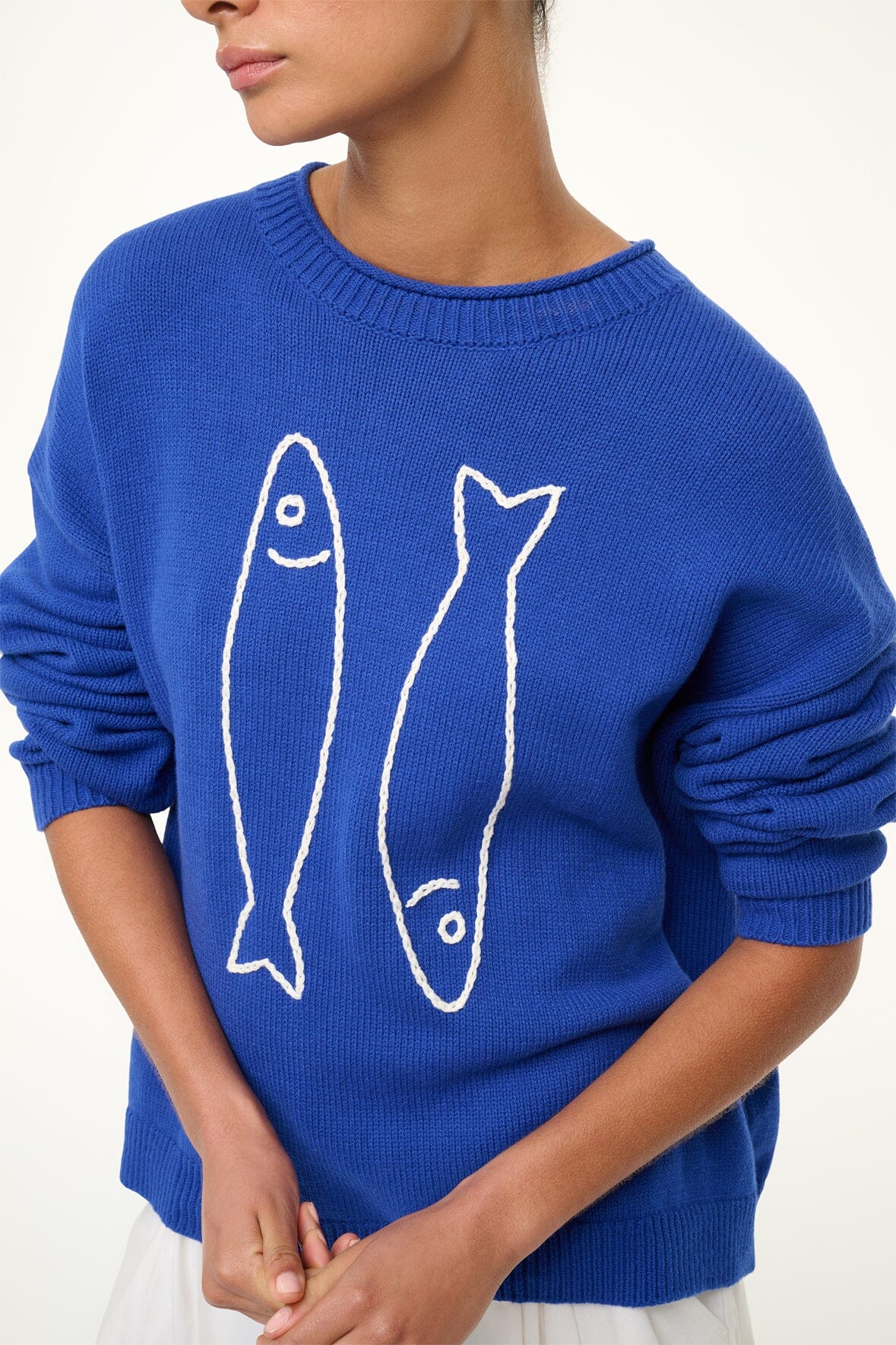 Giada Cotton Blend Sardine Embroidered Summer Sweater