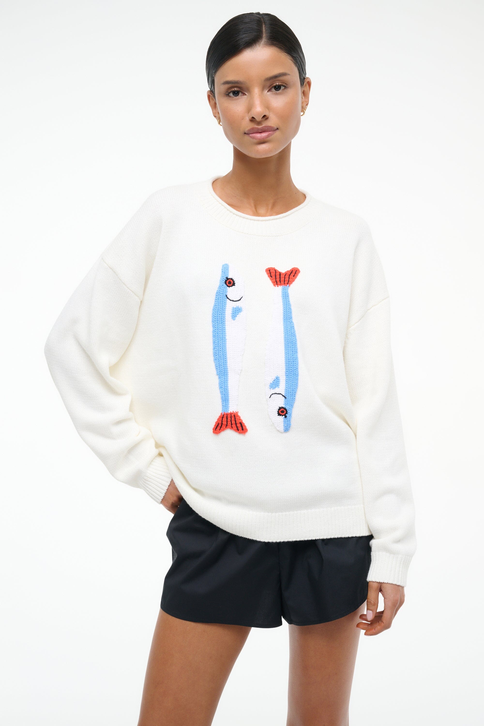 Giada Ivory Cotton Jacquard Summer Sweater