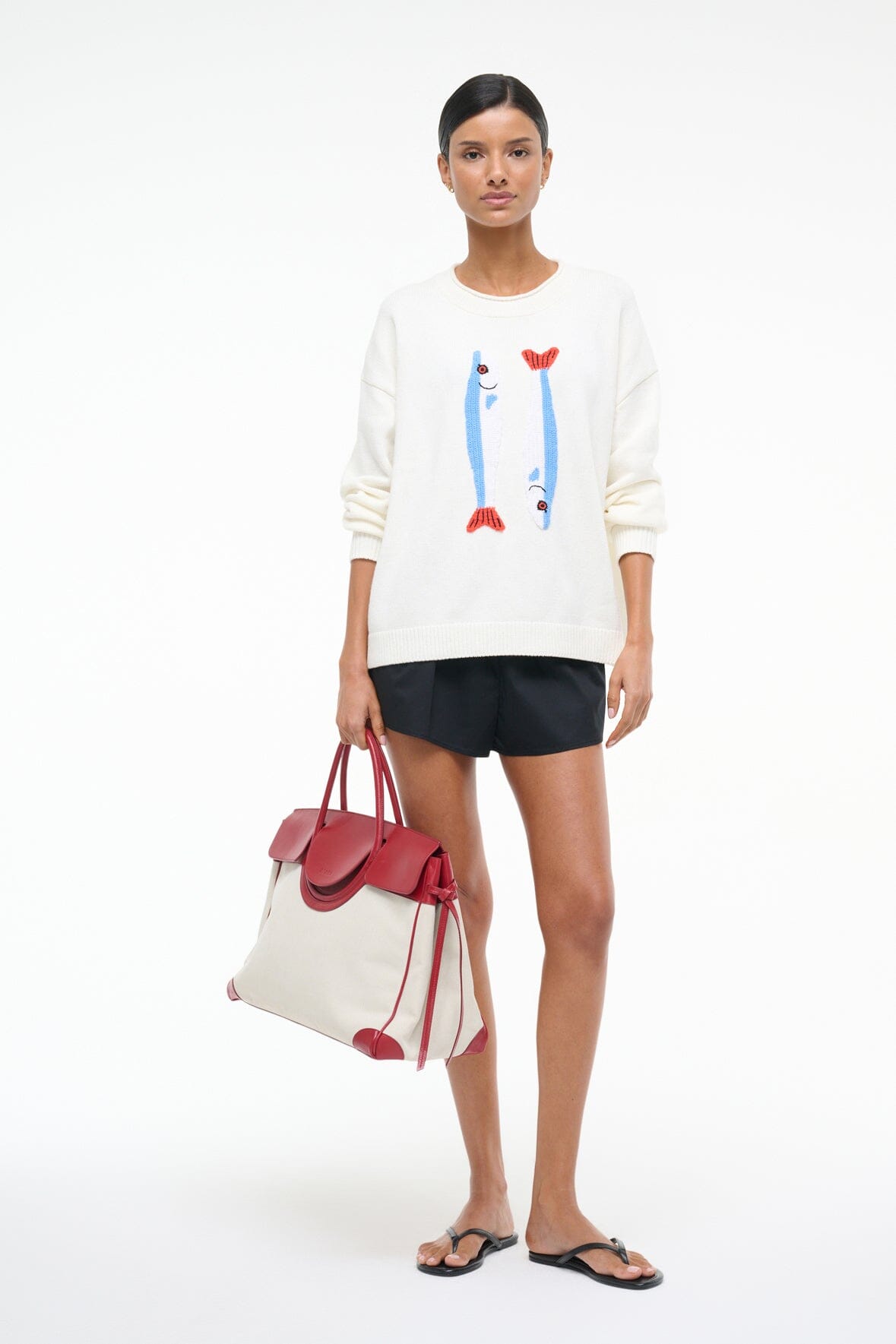 Giada Ivory Cotton Jacquard Summer Sweater