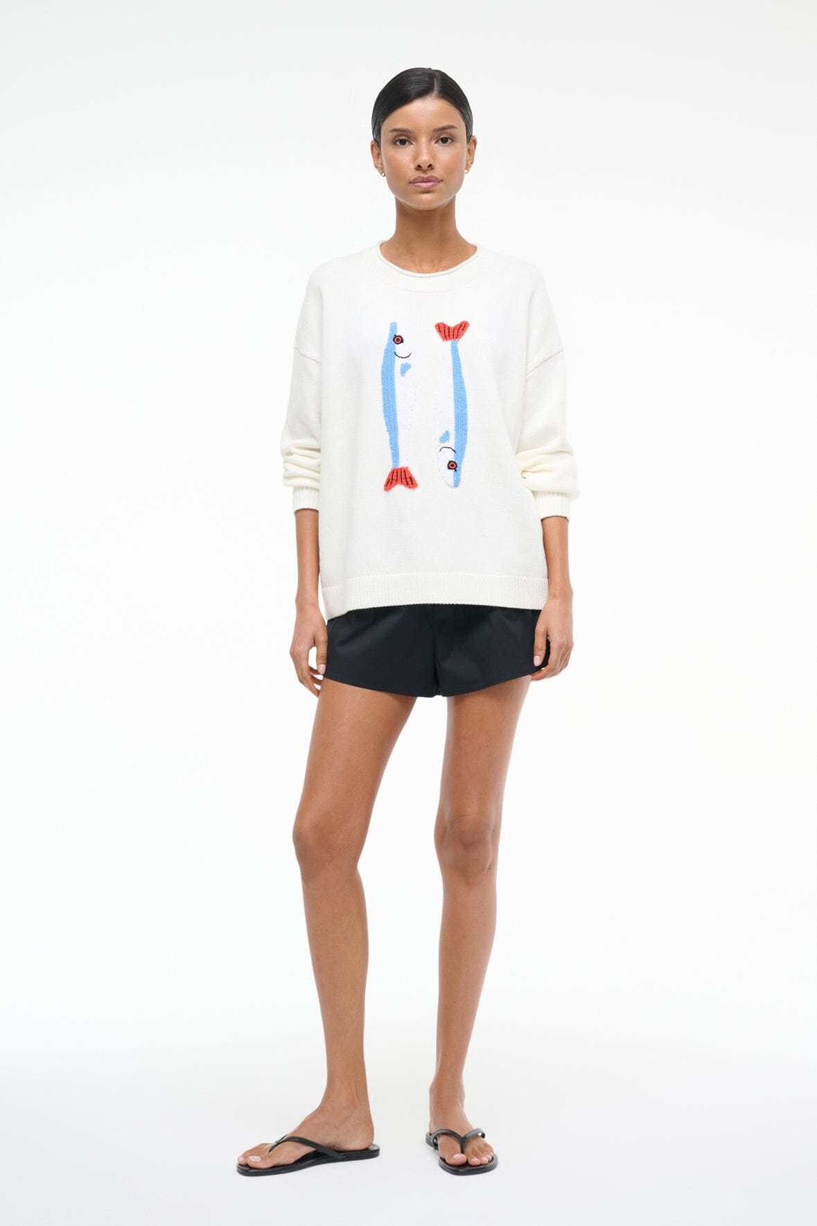 Giada Ivory Cotton Jacquard Summer Sweater