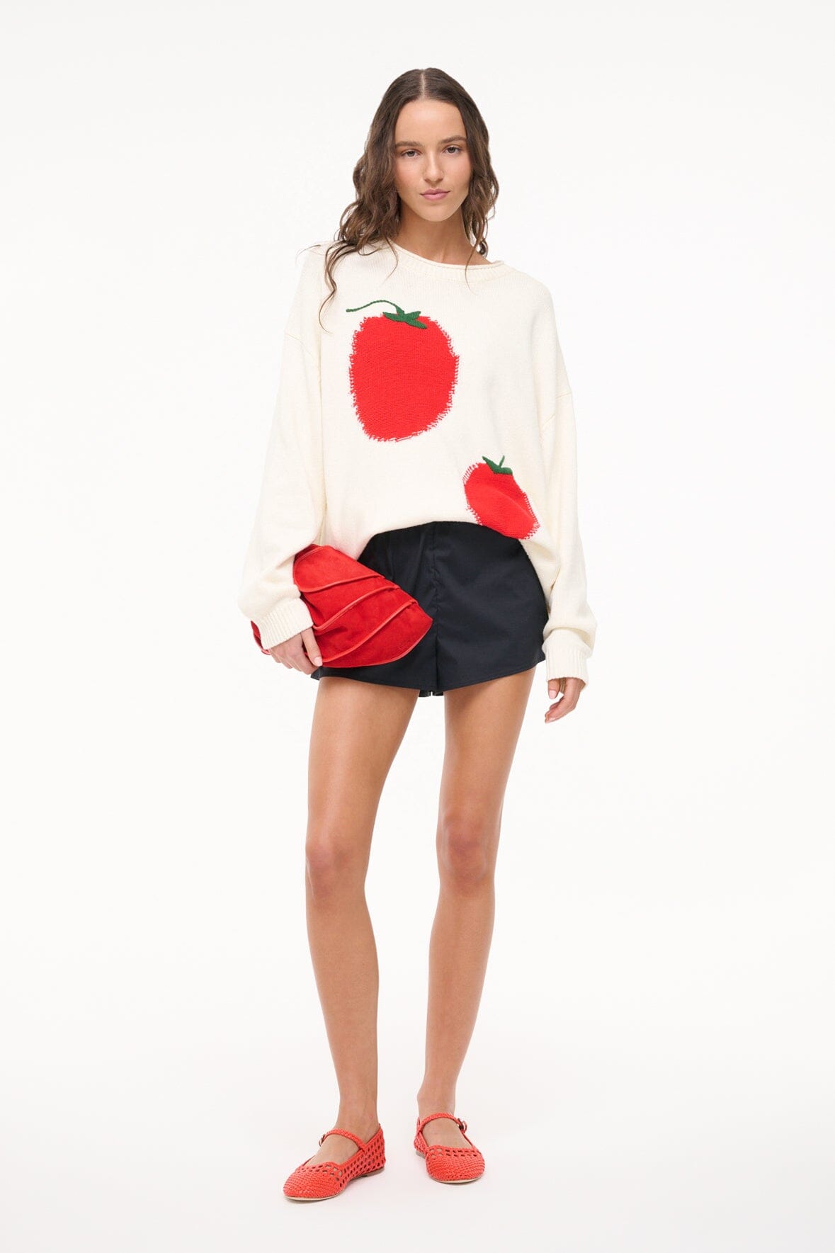 Giada Cotton Jacquard Sweater in Roma Ivory | Summer Crewneck