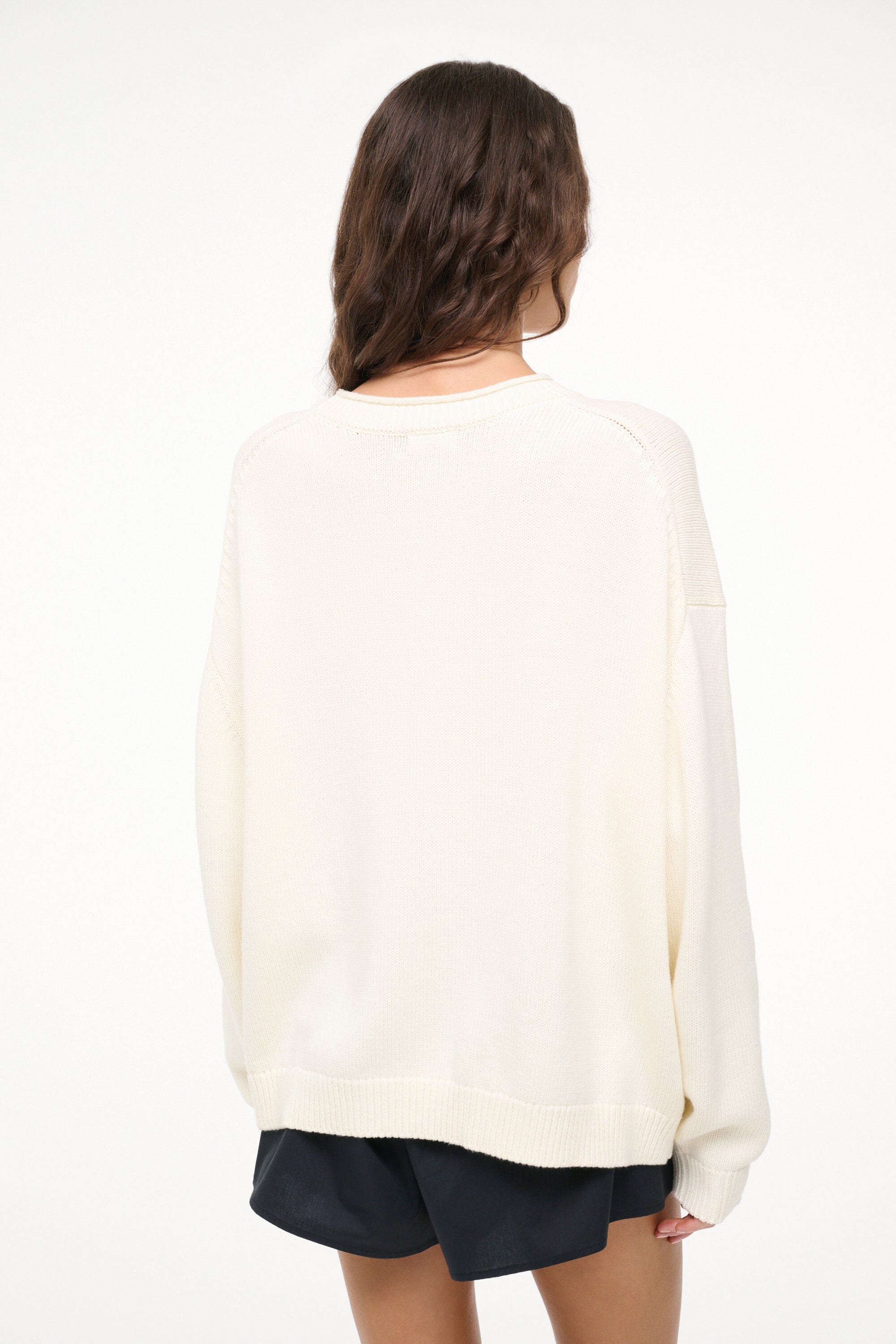 Giada Cotton Jacquard Sweater in Roma Ivory | Summer Crewneck