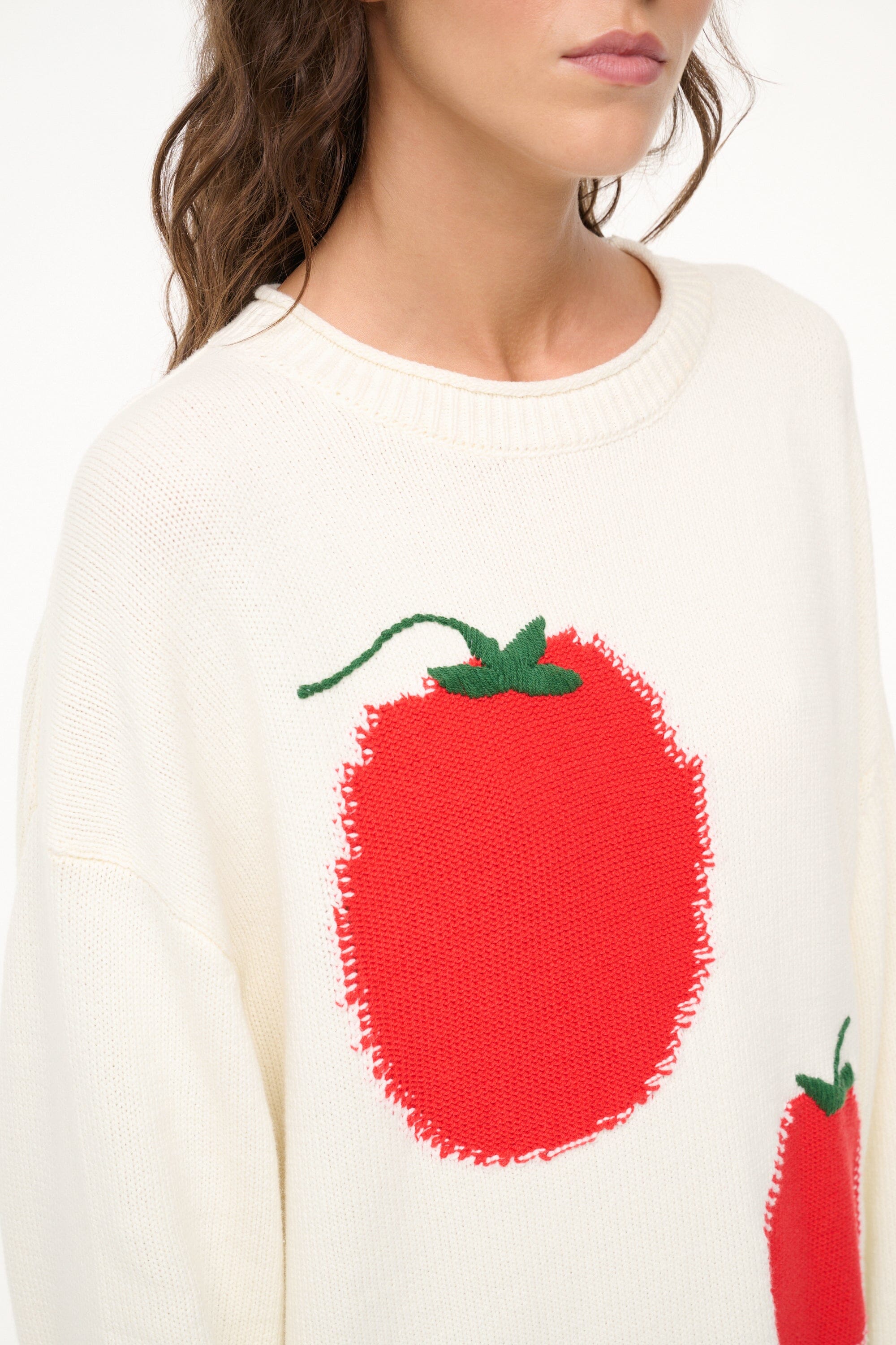 Giada Cotton Jacquard Sweater in Roma Ivory | Summer Crewneck