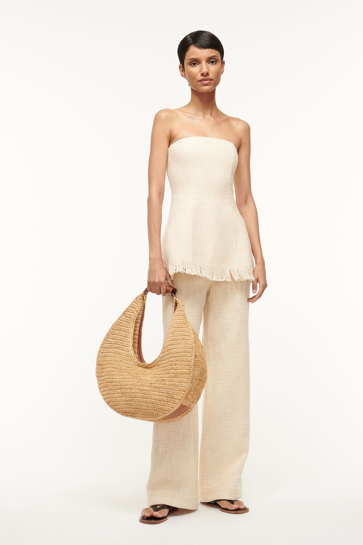 Grayson Ivory Tweed Wide Leg Pants for Women