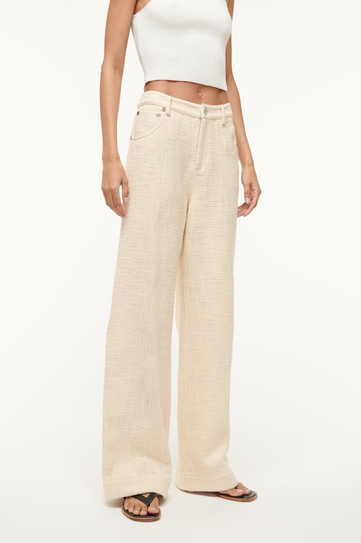 Grayson Ivory Tweed Wide Leg Pants for Women