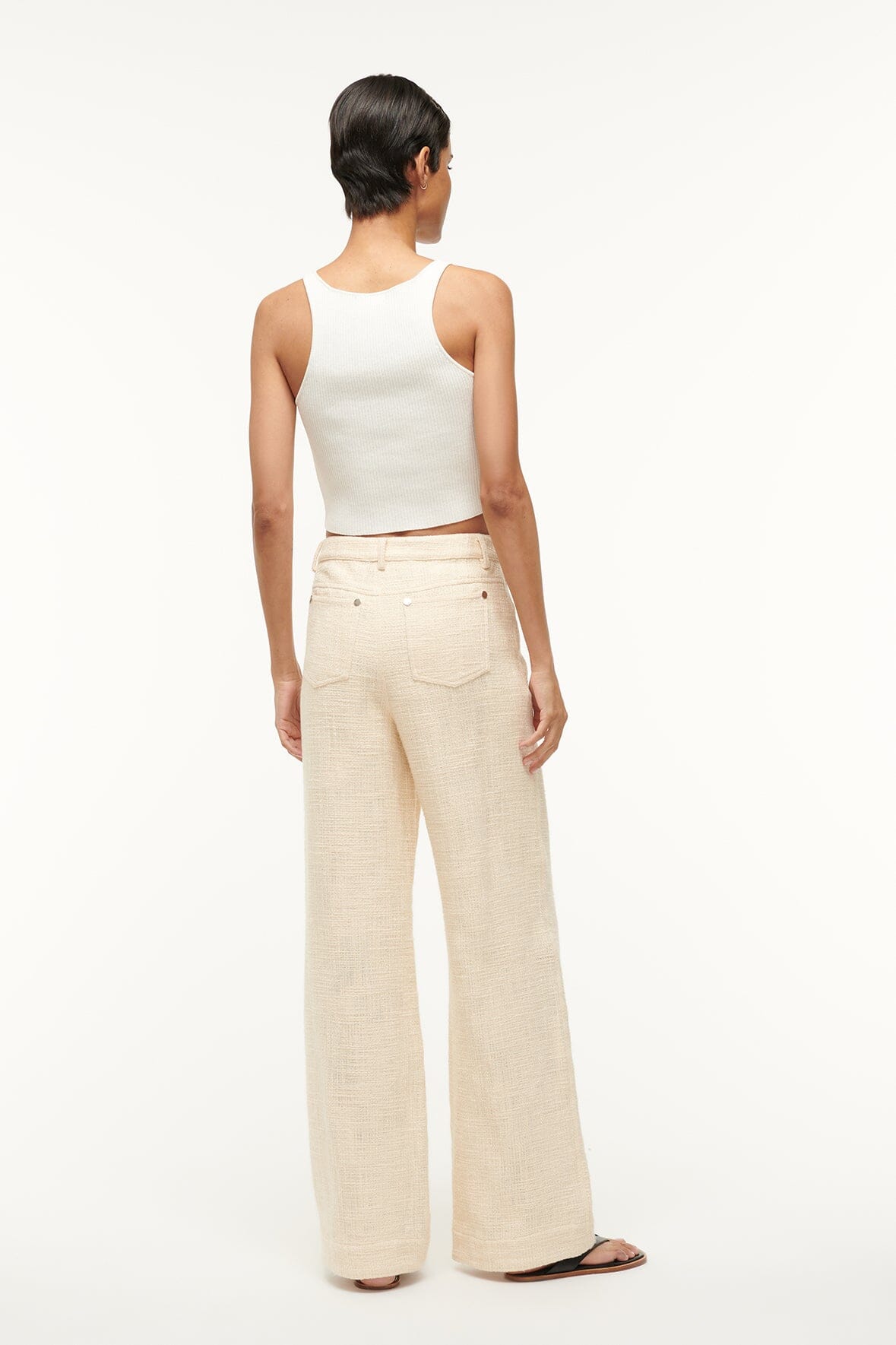 Grayson Ivory Tweed Wide Leg Pants for Women