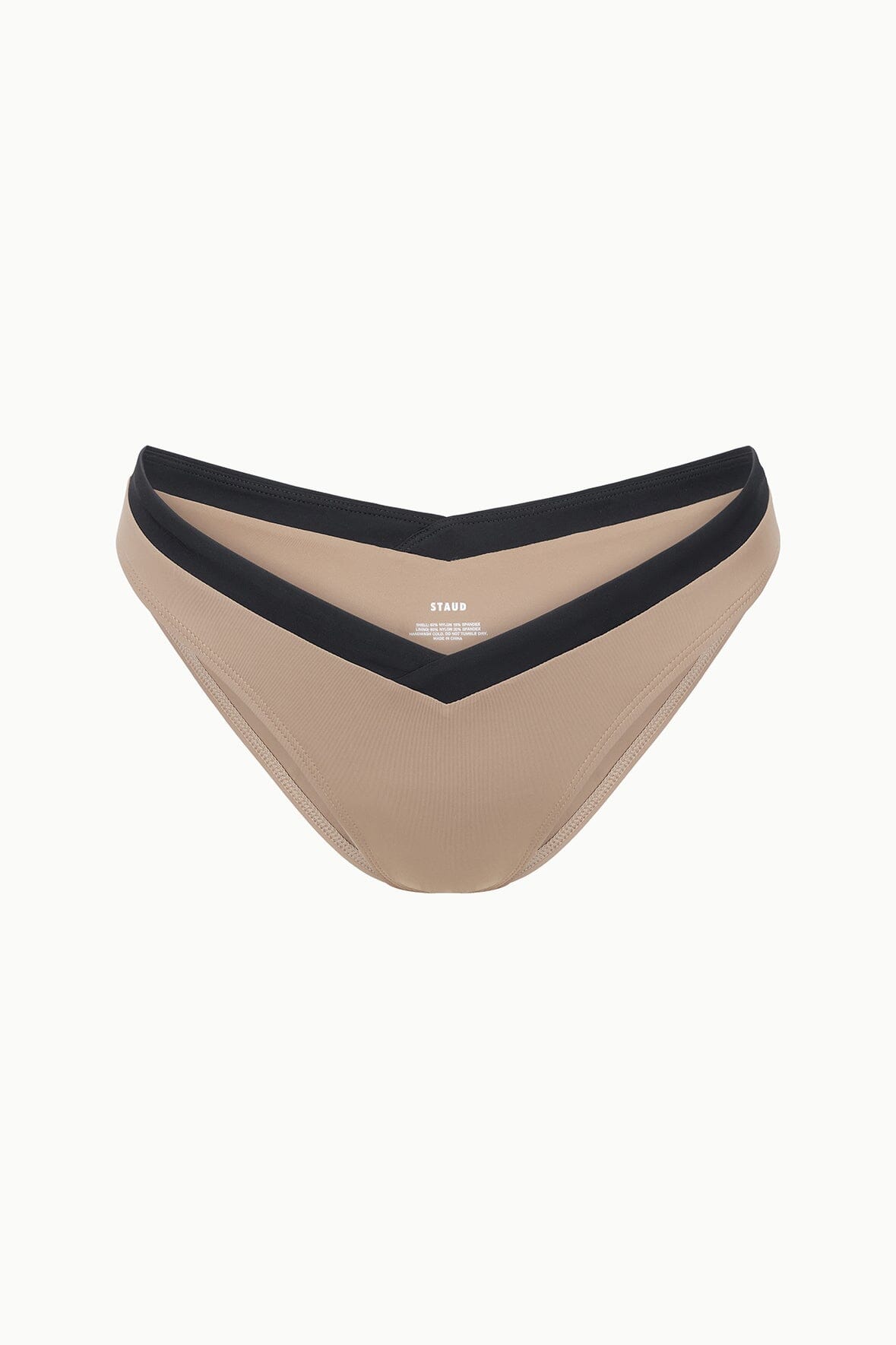 Gwen Taupe Black Colorblock Bikini Bottom with V Detail