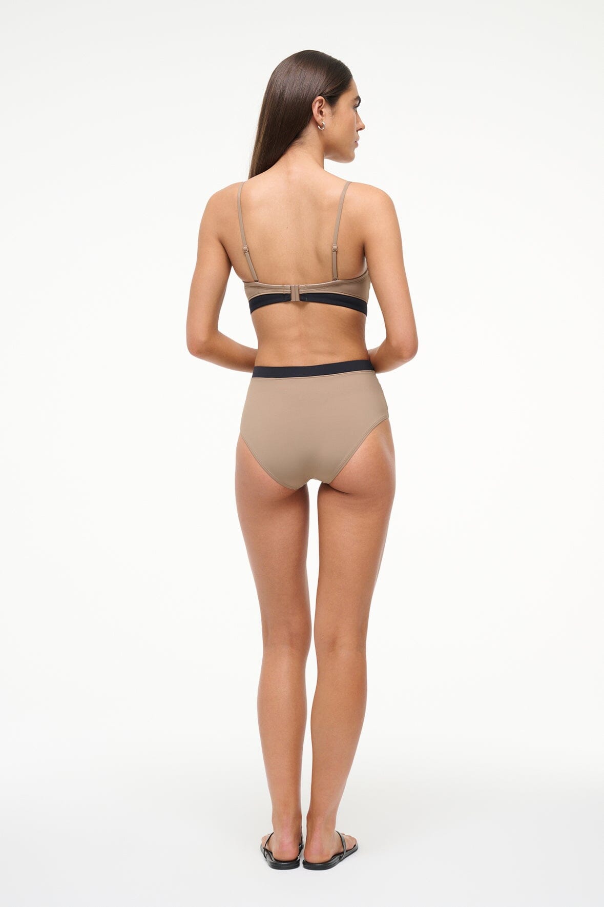 Haiku One Piece Swimsuit with Geometric Cut-Outs - Taupe & Black