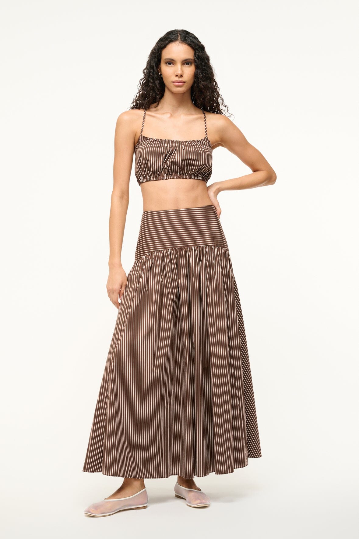 Cropped Hammock Top with Adjustable Straps - Dark Oak Micro Stripe