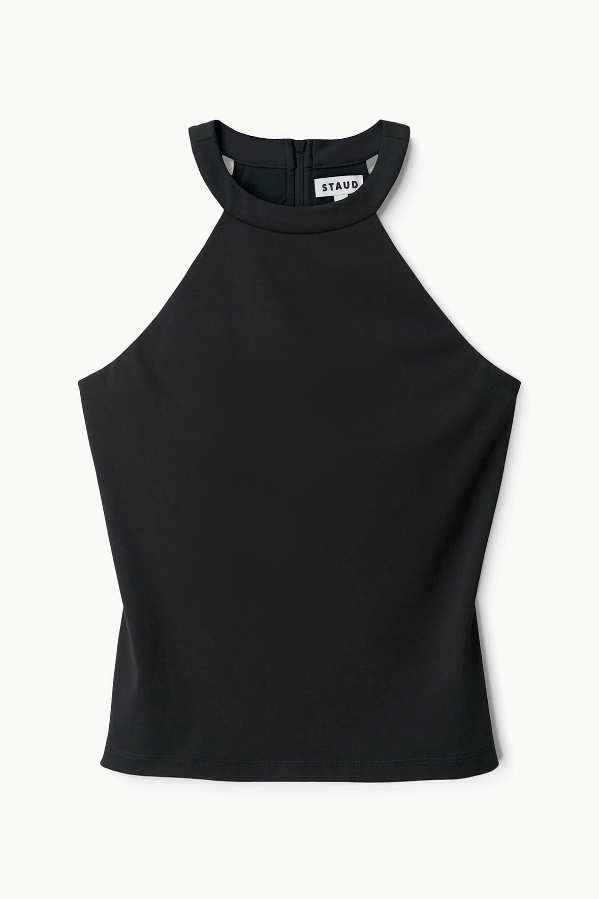 Ace Black Workout Top with Shelf Bra & Back Zip Detail