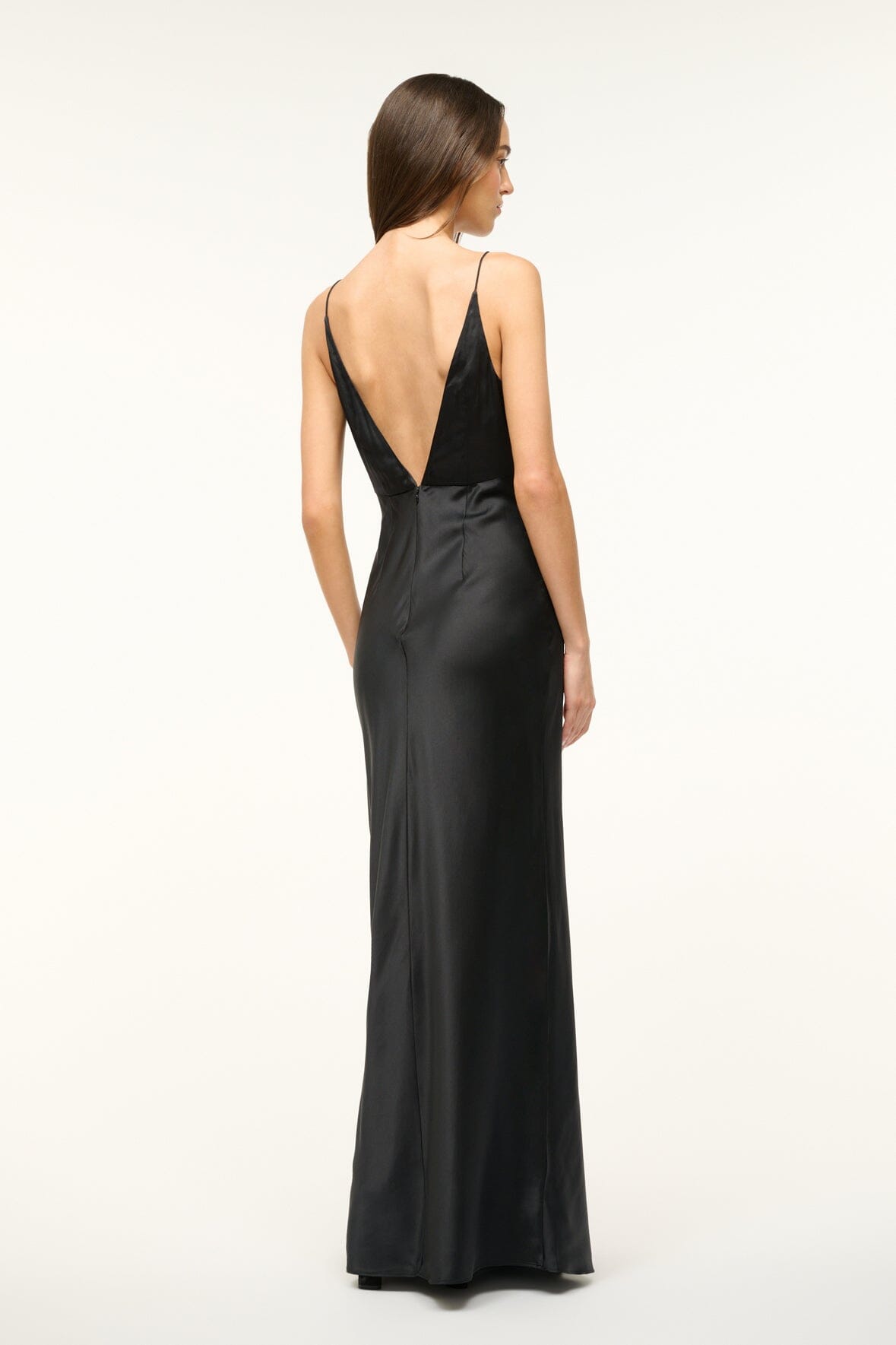 Hank Silk Satin Maxi Dress with V-Neck & Spaghetti Straps