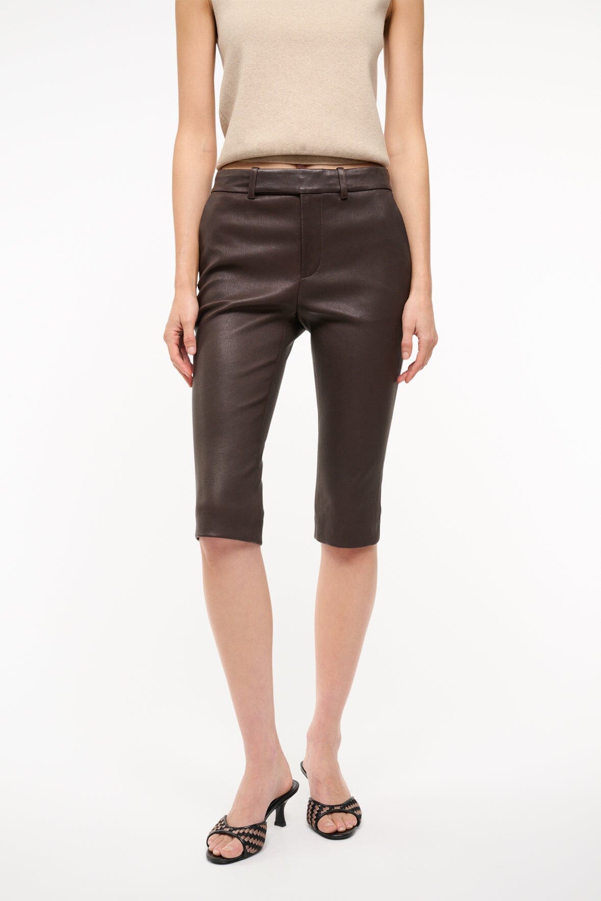 Hanover Stretch Leather Capri Pants in Tiramisu