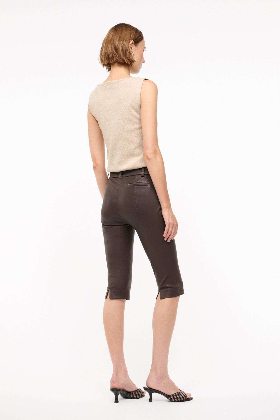 Hanover Stretch Leather Capri Pants in Tiramisu