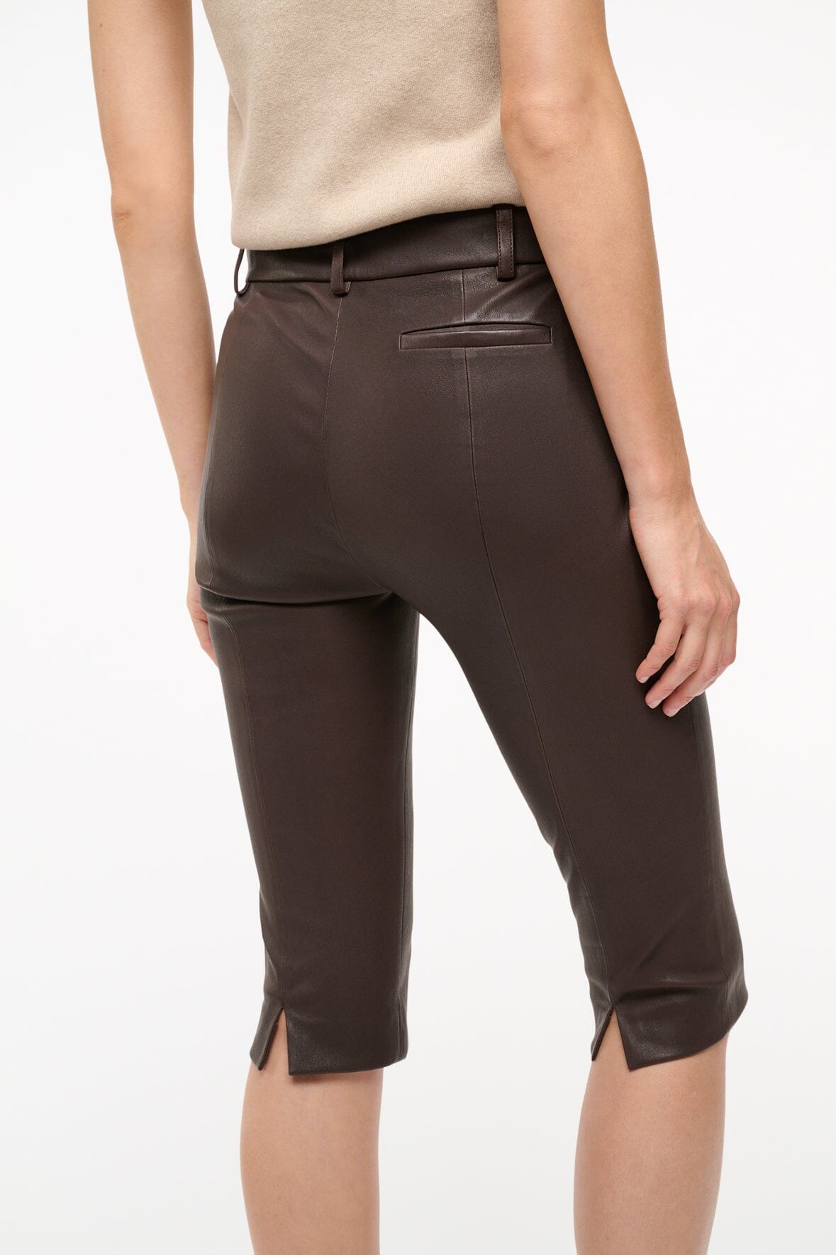 Hanover Stretch Leather Capri Pants in Tiramisu