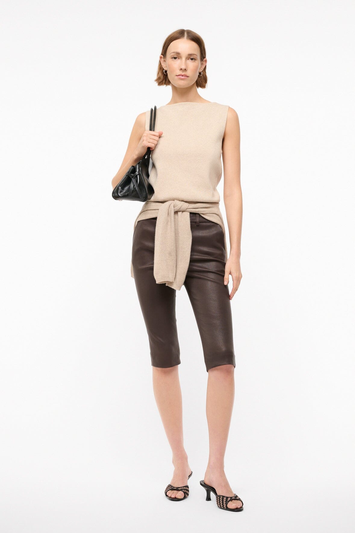 Hanover Stretch Leather Capri Pants in Tiramisu