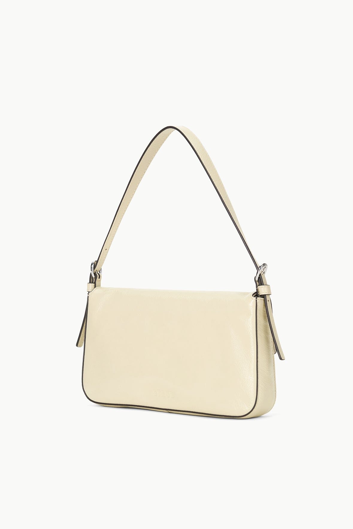 Harlow Leather Shoulder Bag with Moon Buckle in Cream